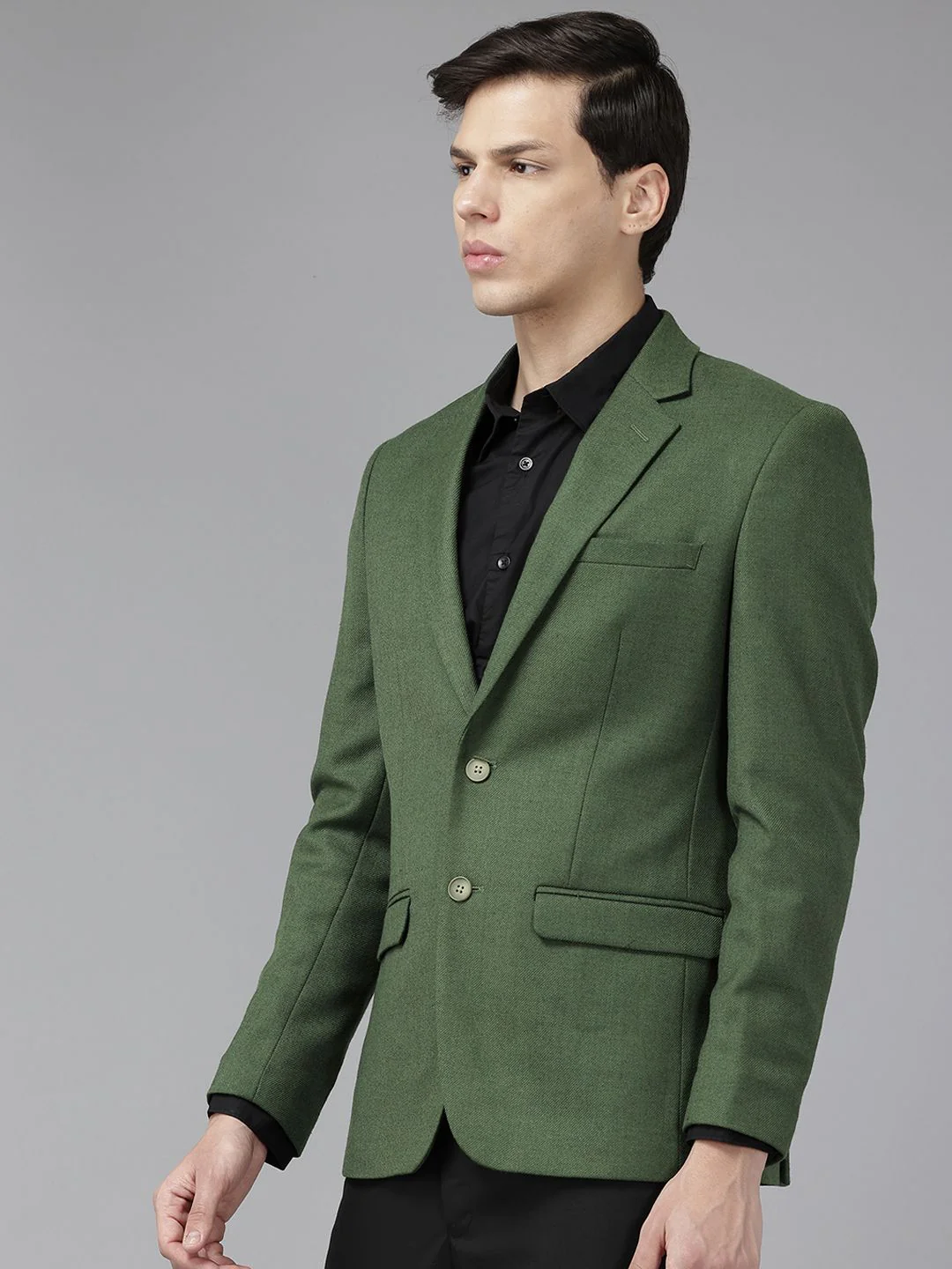 Park Avenue Notched Lapel Collar Single-Breasted Formal Blazer - Image 3