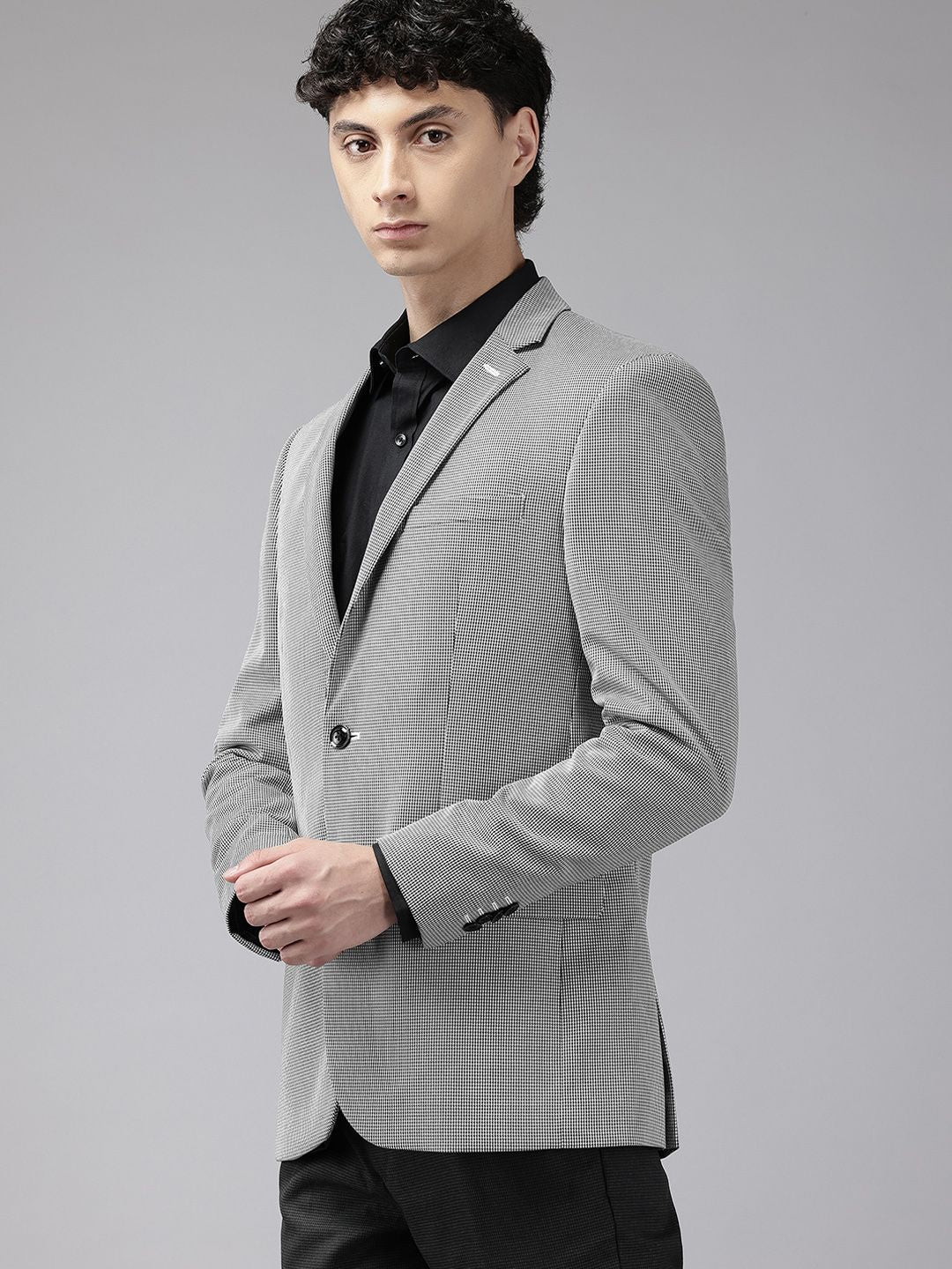 Park Avenue Notched Lapel Collar Single Breasted Slim Fit Formal Blazer - Image 3