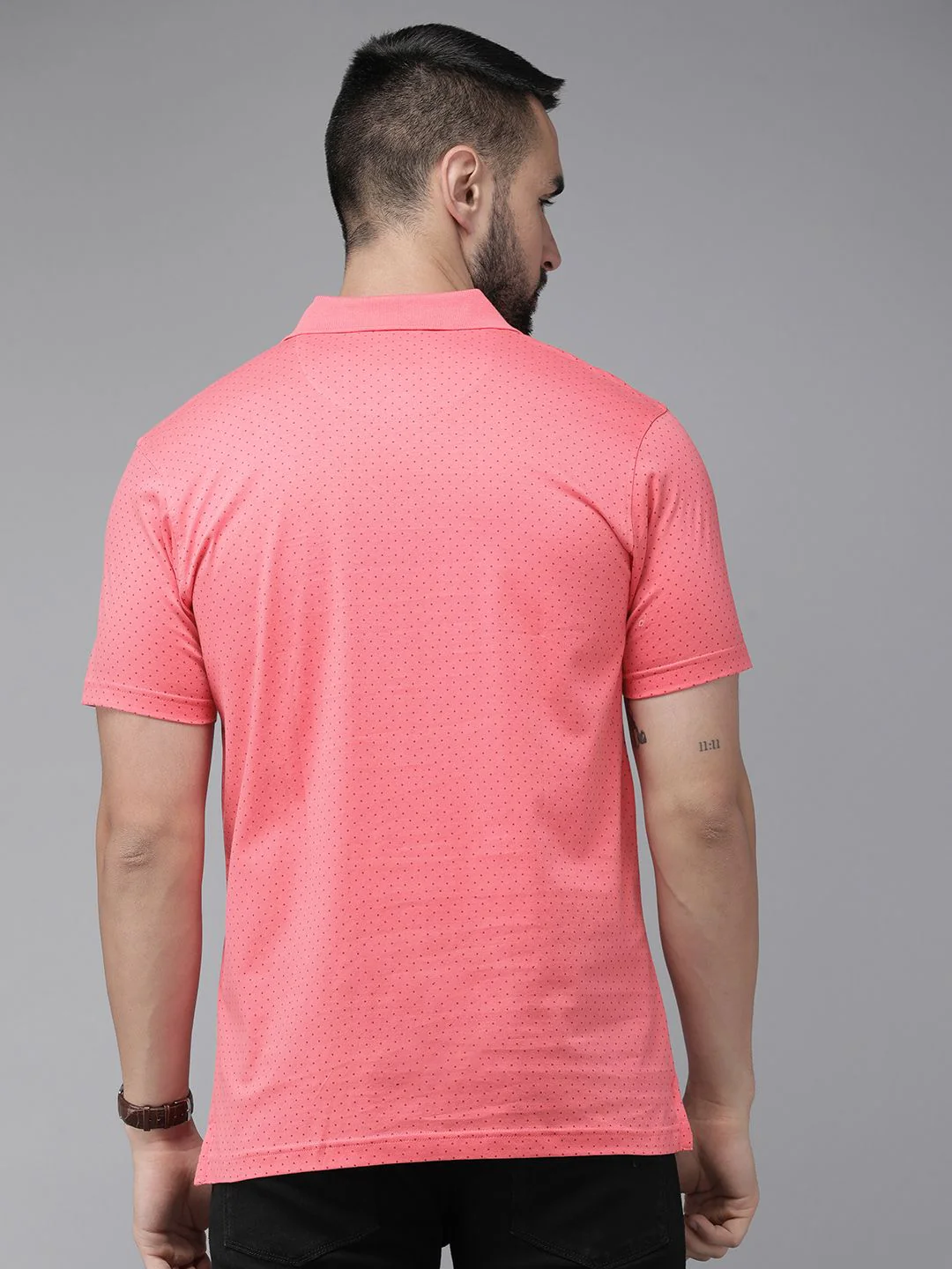 Park Avenue Pure Cotton Geometric Printed Polo Collar Pocket Slim Fit T-shirt - Image 5