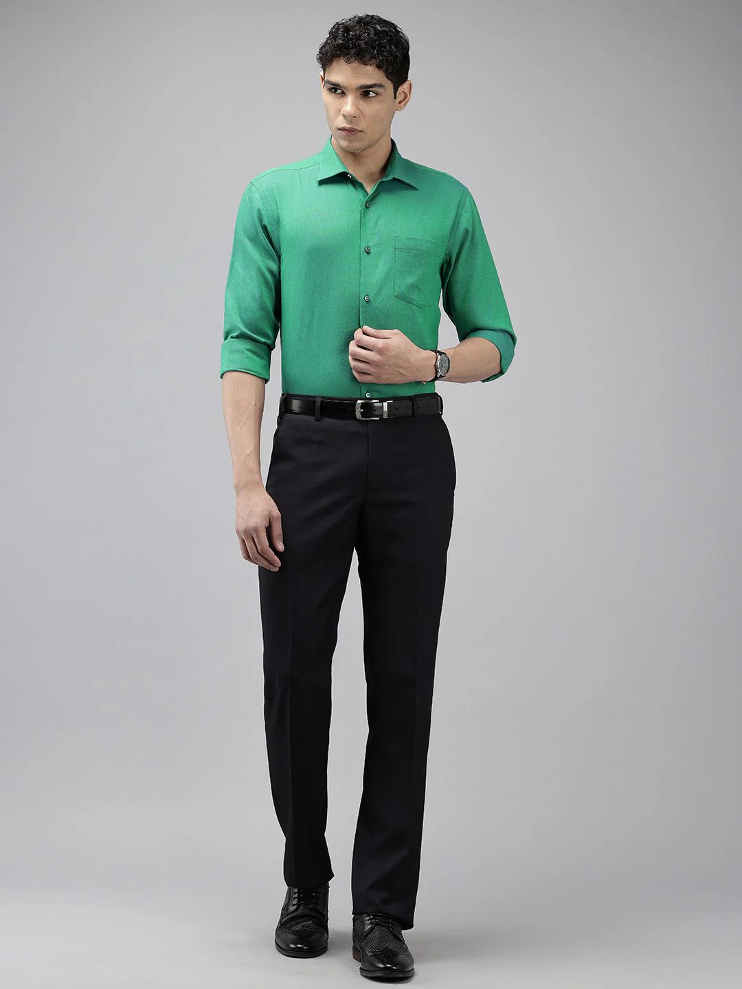 Park Avenue Pure Cotton Self Design Slim Fit Formal Shirt - Image 6