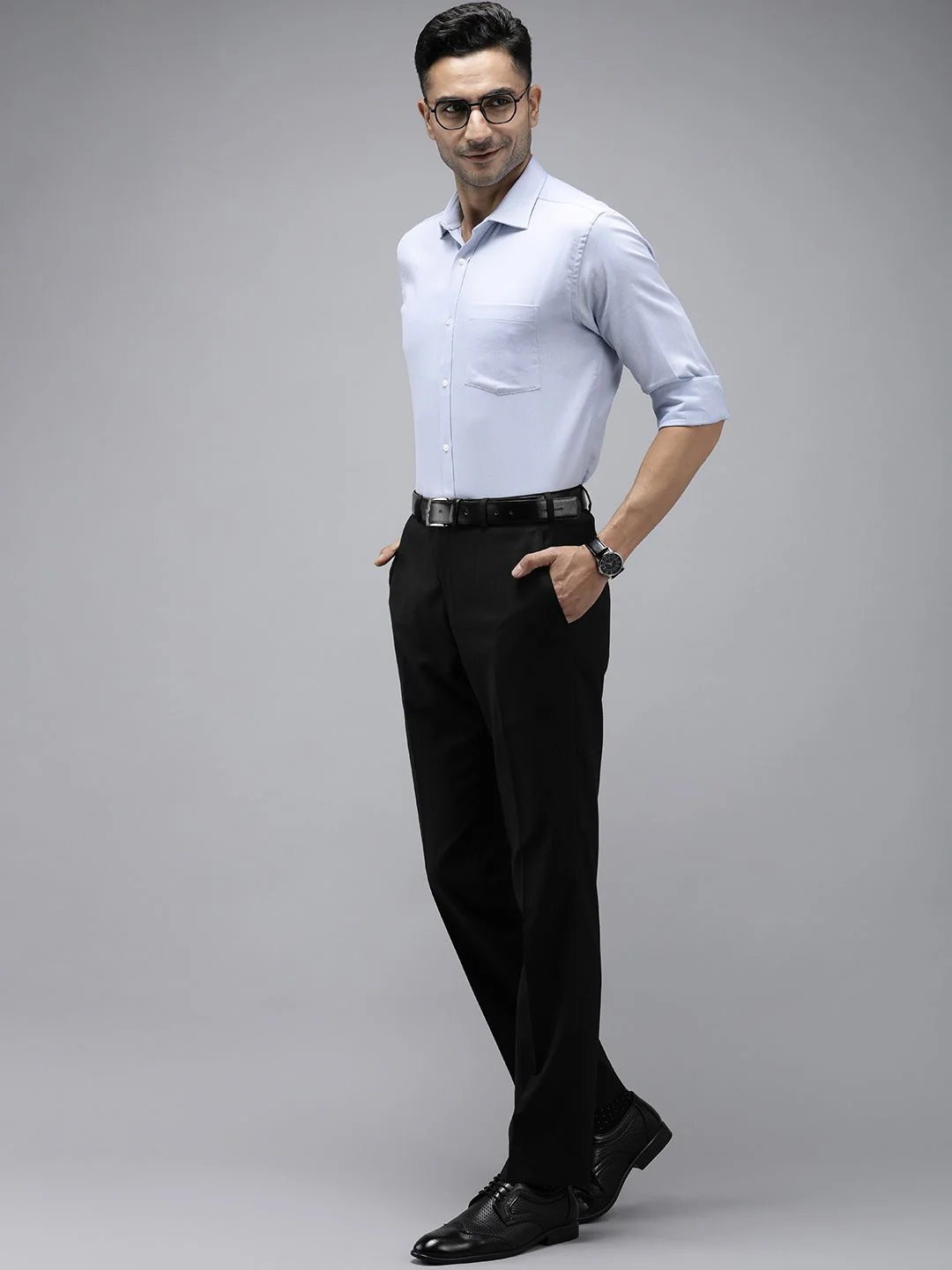 Park Avenue Pure Cotton Self Design Slim Fit Textured Formal Shirt - Image 6