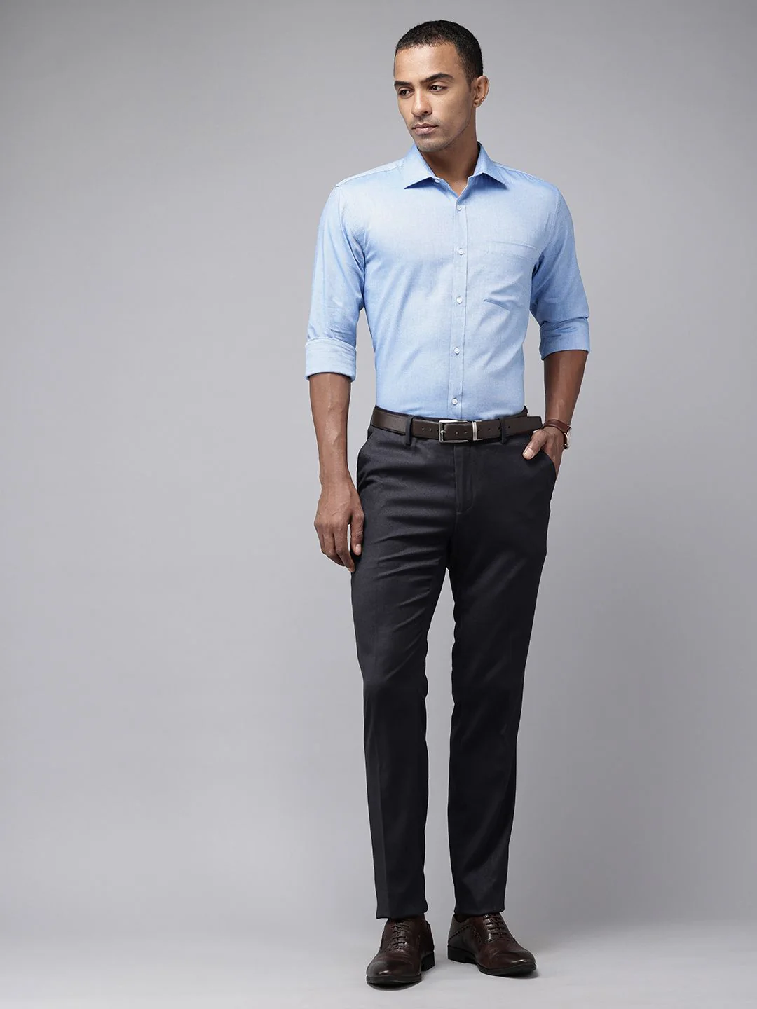 Park Avenue Pure Cotton Self Design Textured Slim Fit Opaque Formal Shirt - Image 6