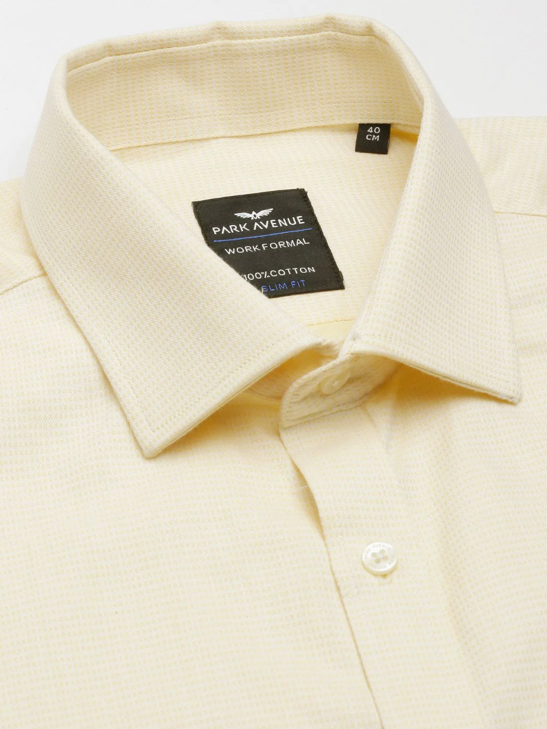 Park Avenue Pure Cotton Self Design Textured Slim Fit Opaque Formal Shirt - Image 2