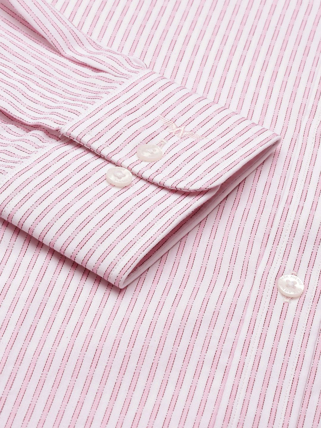 Park Avenue Pure Cotton Self Striped Slim Fit Formal Shirt - Image 3