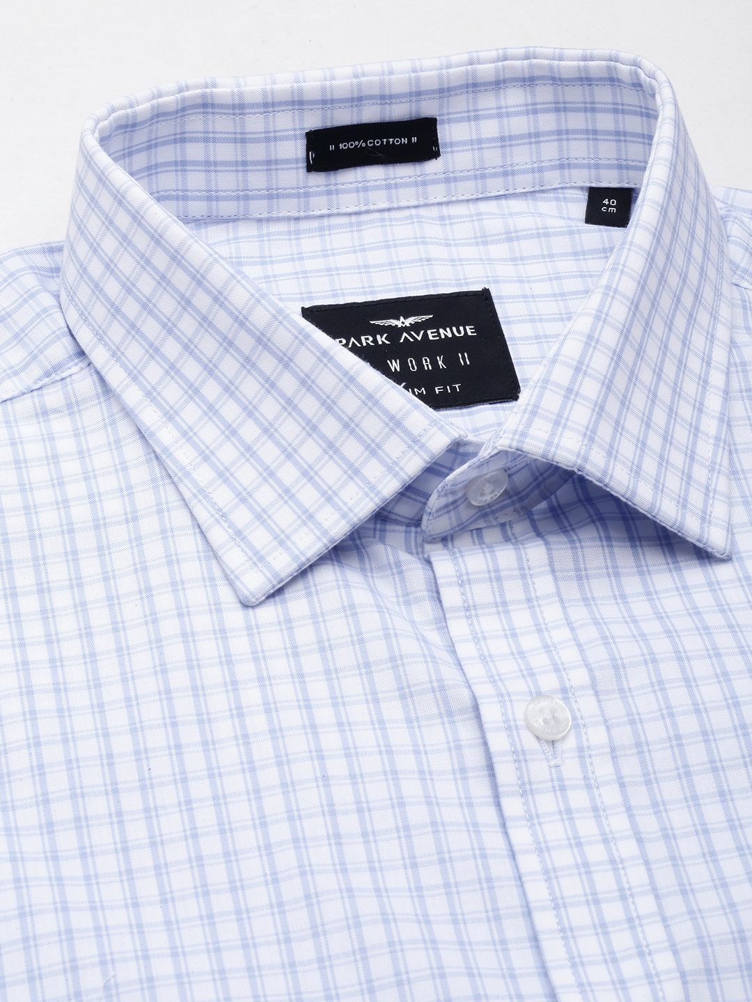 Park Avenue Pure Cotton Slim Fit Checked Formal Shirt - Image 2