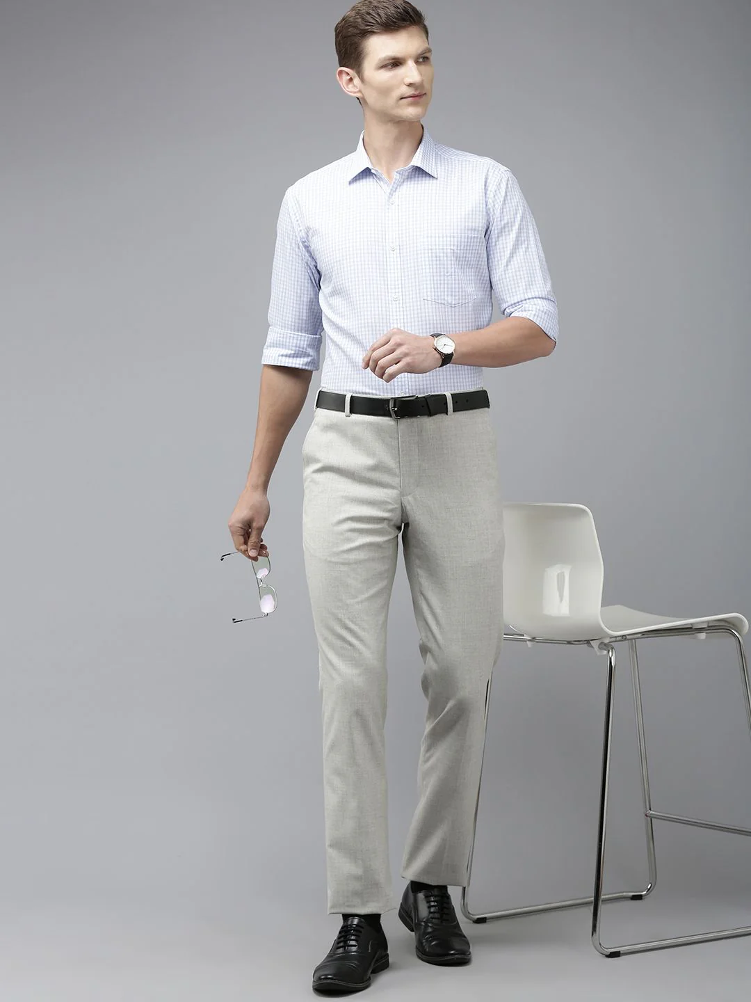 Park Avenue Pure Cotton Slim Fit Checked Formal Shirt - Image 6