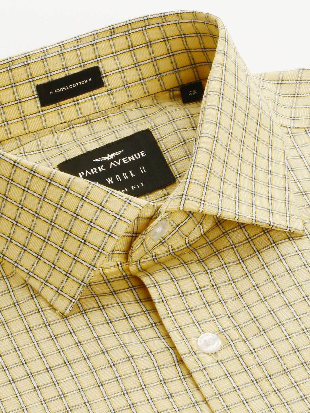 Park Avenue Pure Cotton Slim Fit Checked Formal Shirt - Image 2