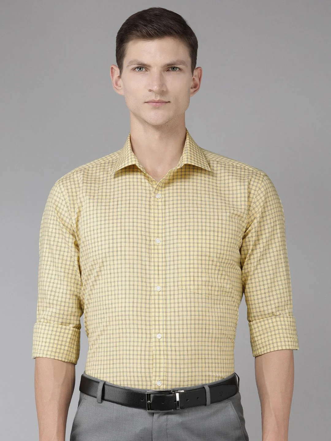 Park Avenue Pure Cotton Slim Fit Checked Formal Shirt - Image 5