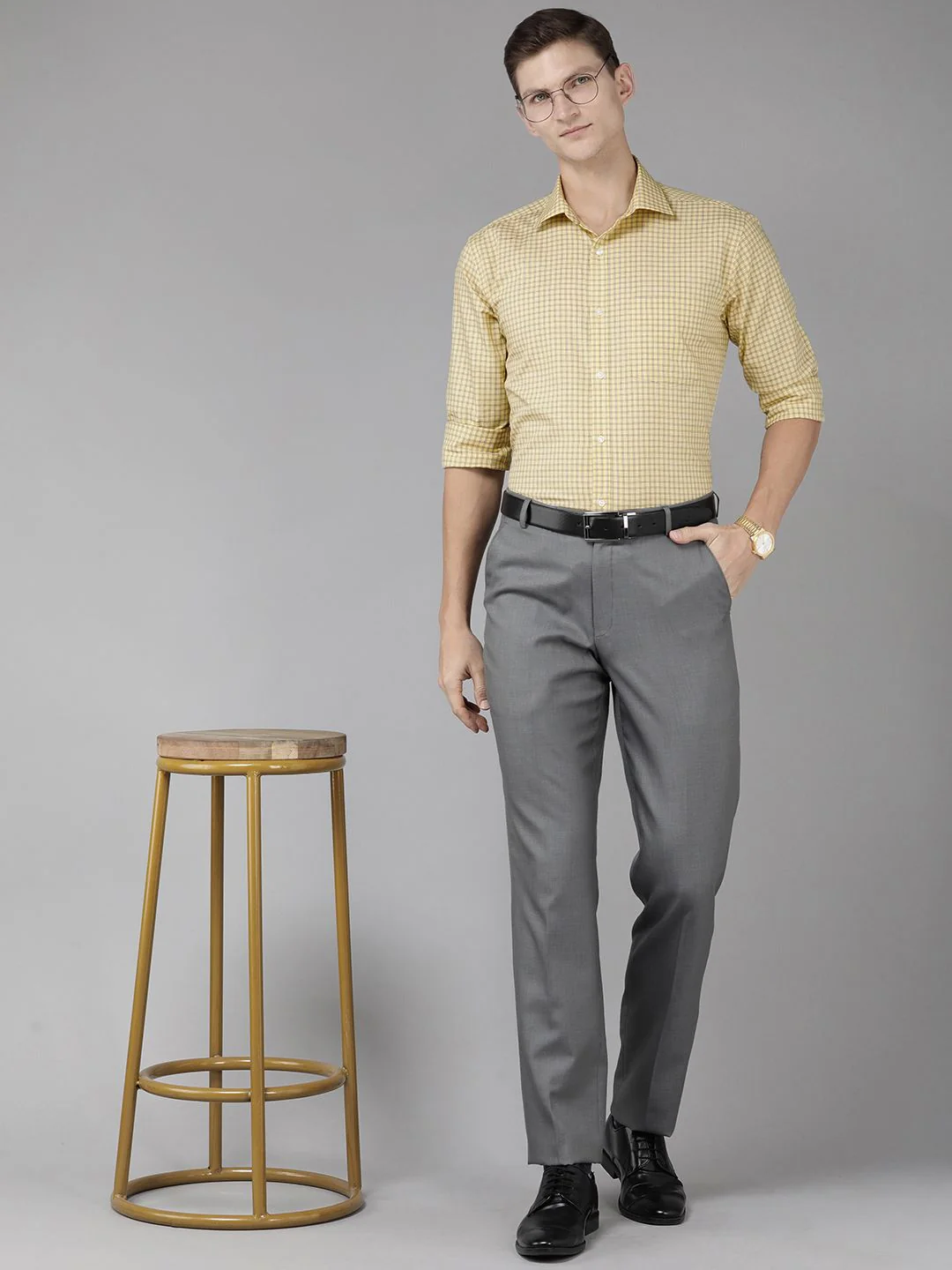 Park Avenue Pure Cotton Slim Fit Checked Formal Shirt - Image 7