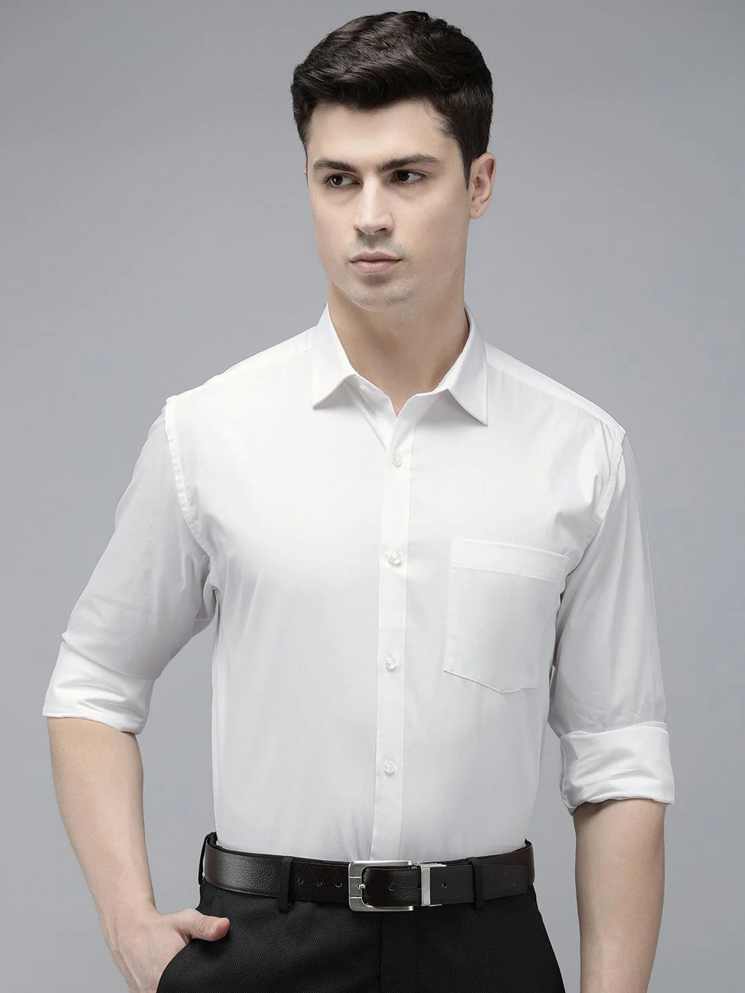 Park Avenue Pure Cotton Slim Fit Cutaway Collar Formal Shirt - Image 5
