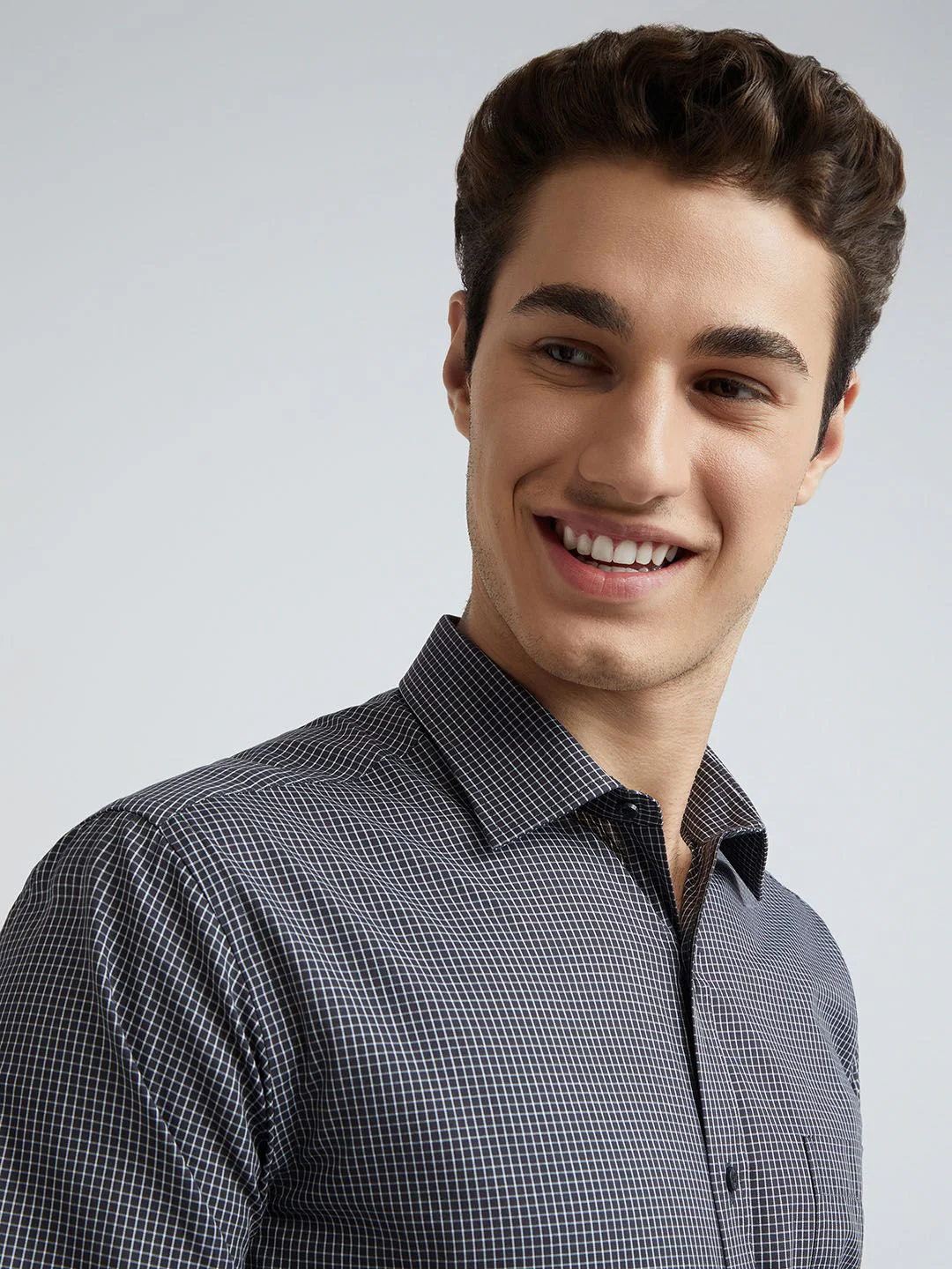 Park Avenue Pure Cotton Slim Fit Micro Checked Formal Shirt - Image 2