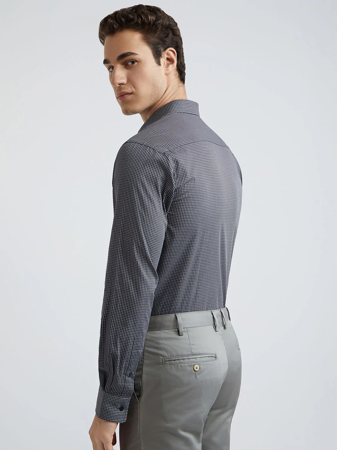 Park Avenue Pure Cotton Slim Fit Micro Checked Formal Shirt - Image 4
