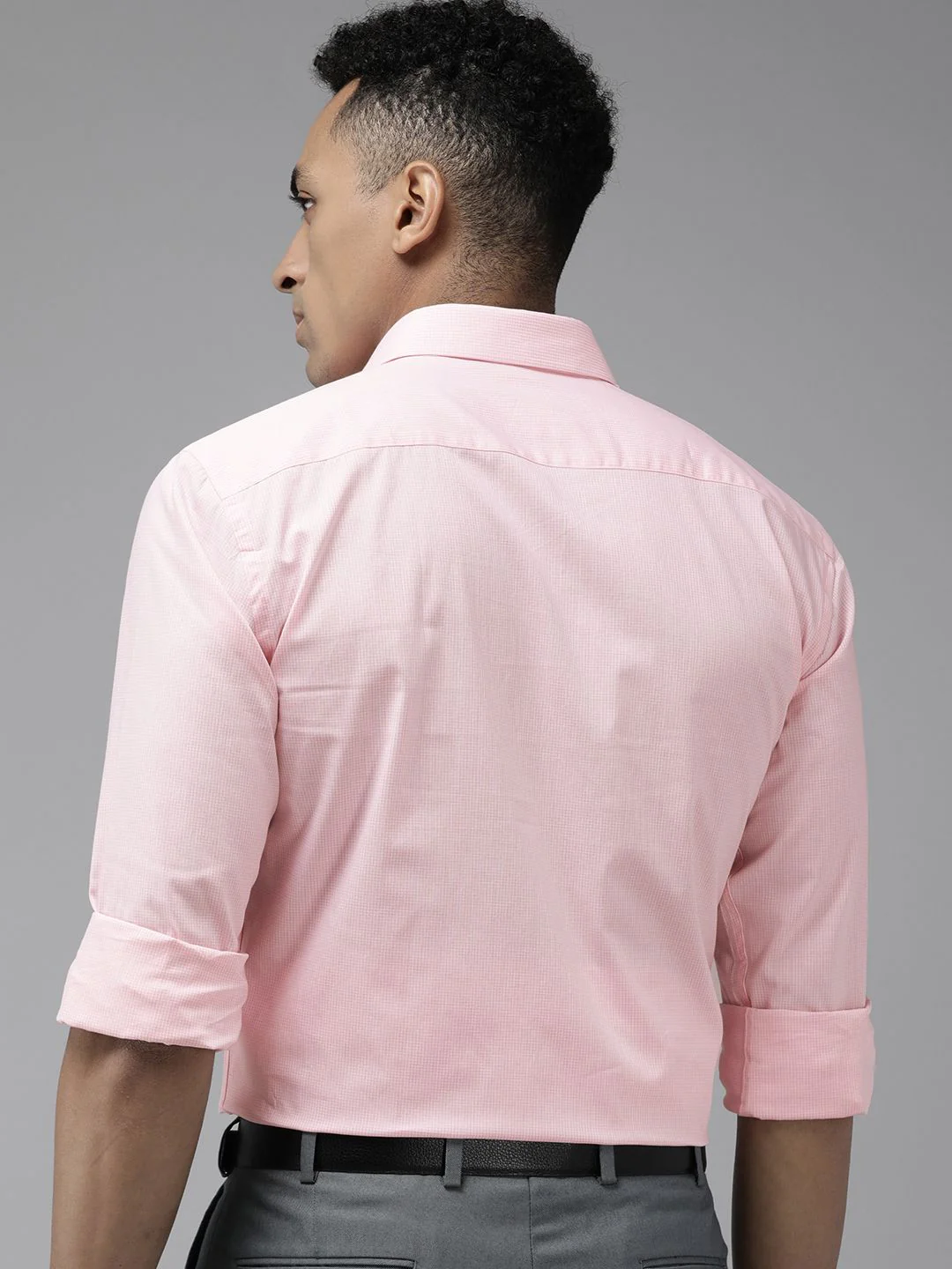 Park Avenue Pure Cotton Slim Fit Micro Checked Formal Shirt - Image 4