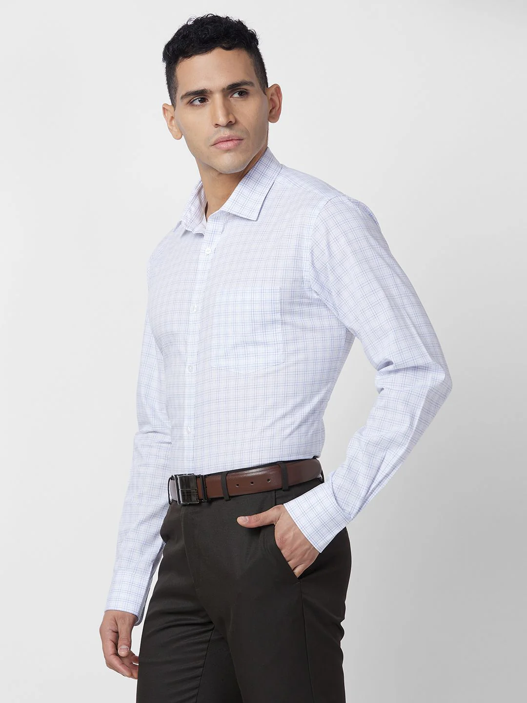 Park Avenue Pure Cotton Slim Fit Opaque Checked Formal Shirt - Image 5