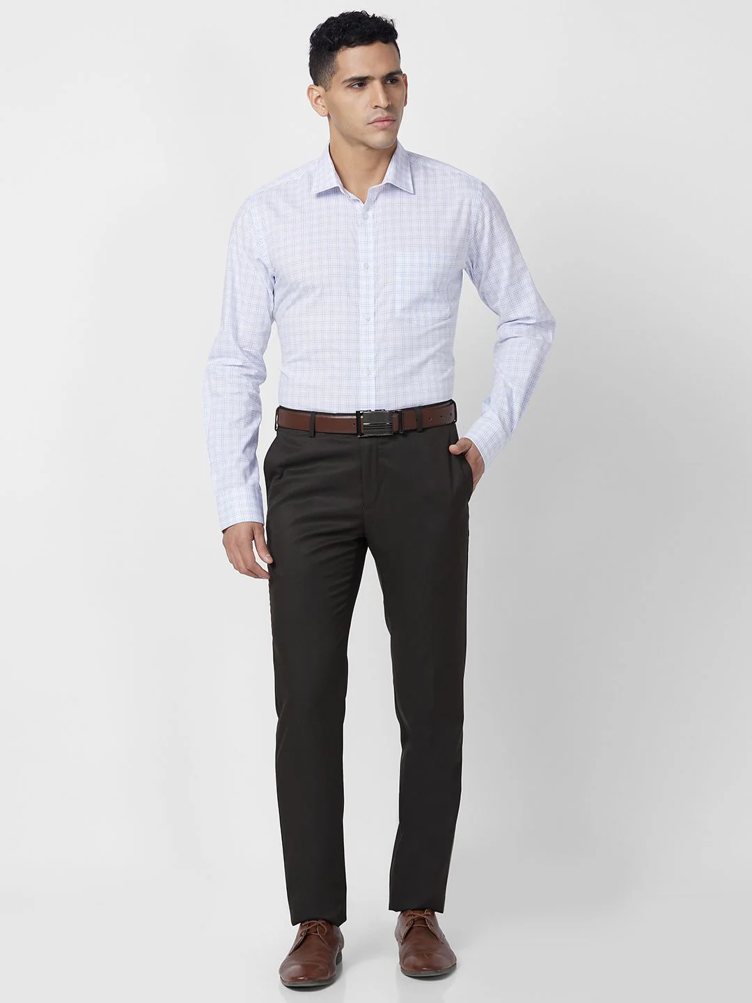 Park Avenue Pure Cotton Slim Fit Opaque Checked Formal Shirt - Image 6