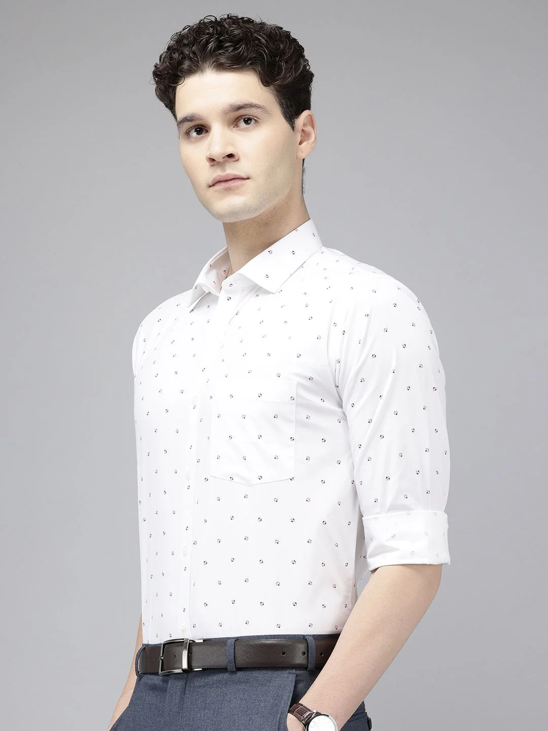 Park Avenue Pure Cotton Slim Fit Printed Formal Shirt - Image 5