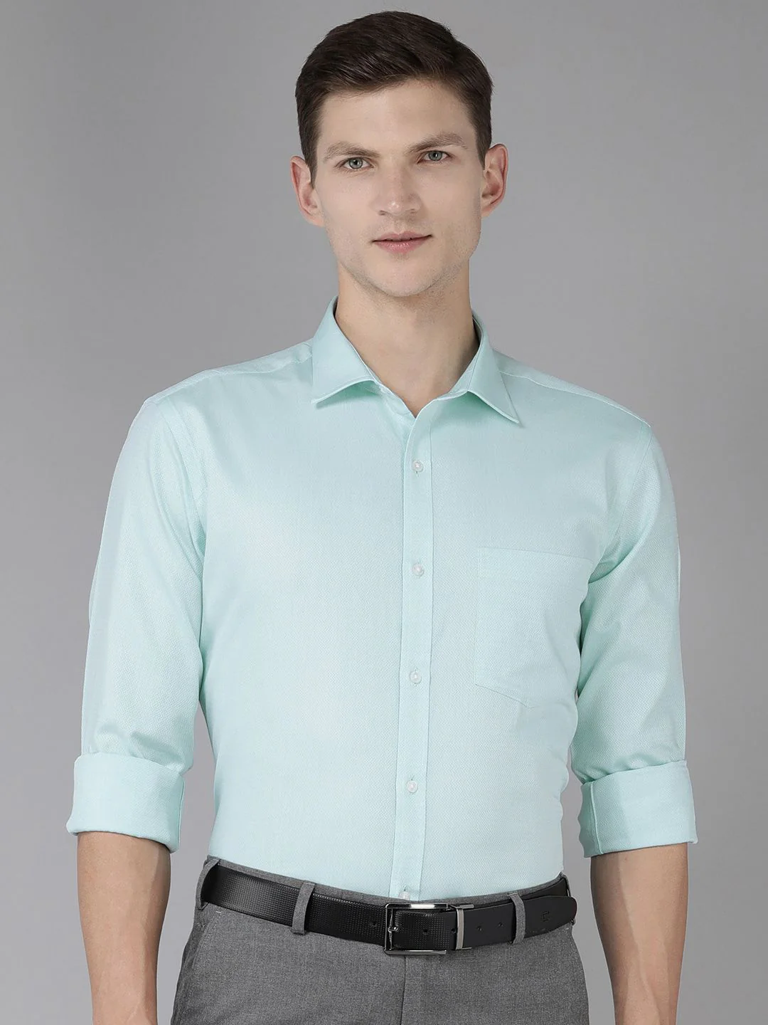 Park Avenue Pure Cotton Slim Fit Self Design Textured Formal Shirt - Image 5