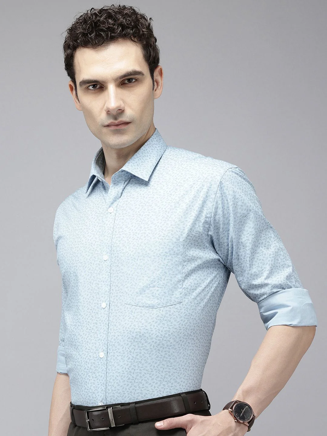 Park Avenue Pure Cotton Slim Fit Tropical Printed Formal Shirt - Image 5