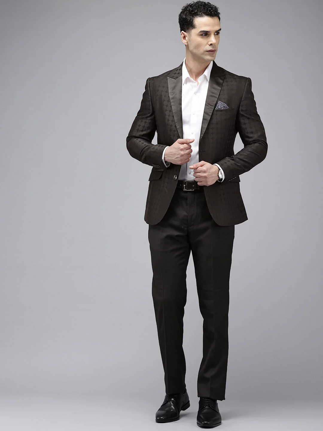 Park Avenue Self Design Single Breasted Super Slim Fit 2-Peice Party Suit
