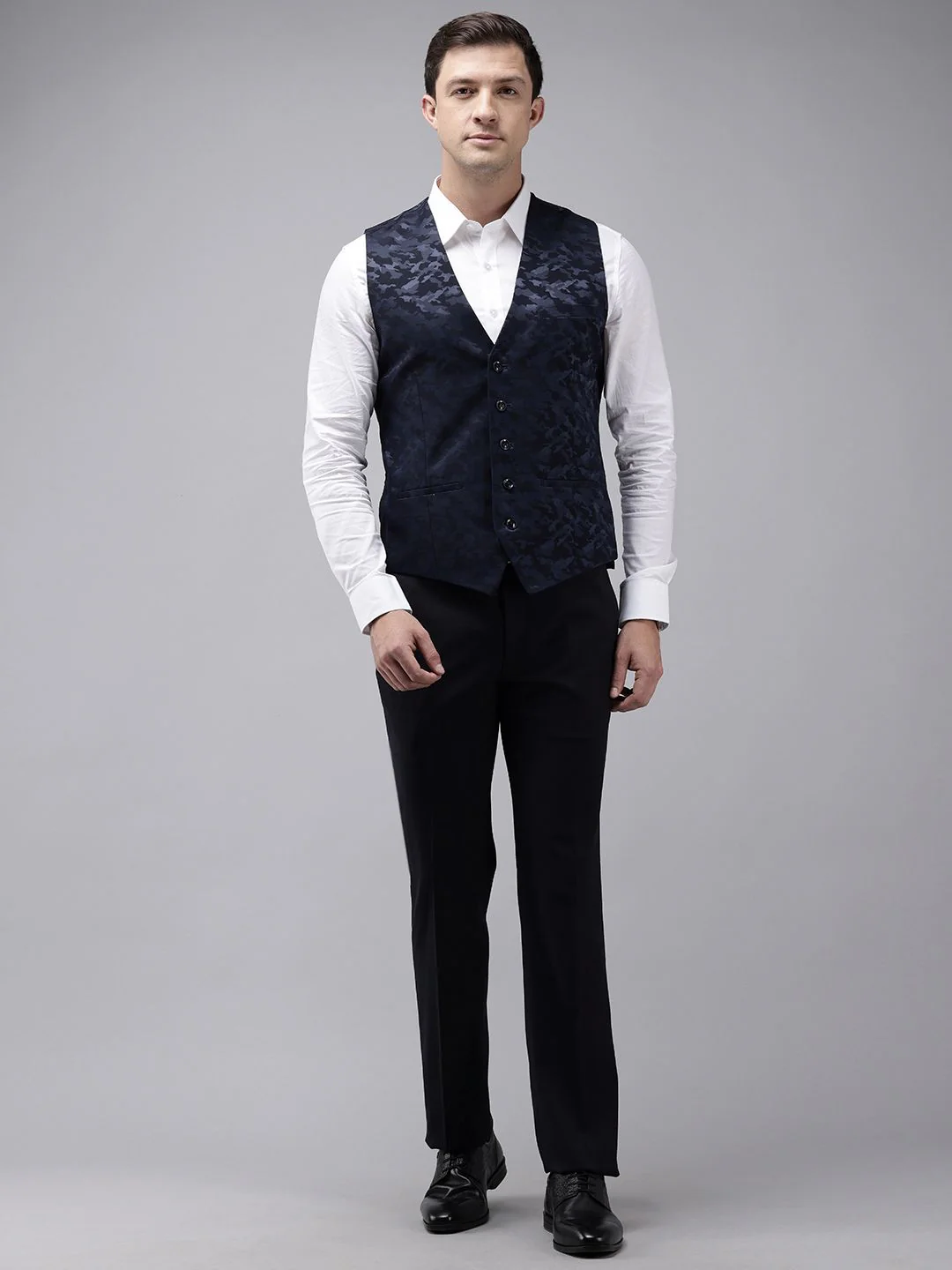 Park Avenue Self Design Single Breasted Super Slim Fit 3-Peice Suit - Image 2