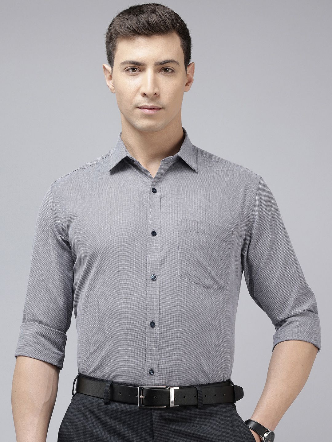 Park Avenue Self-Design Slim Fit Formal Shirt - Image 5