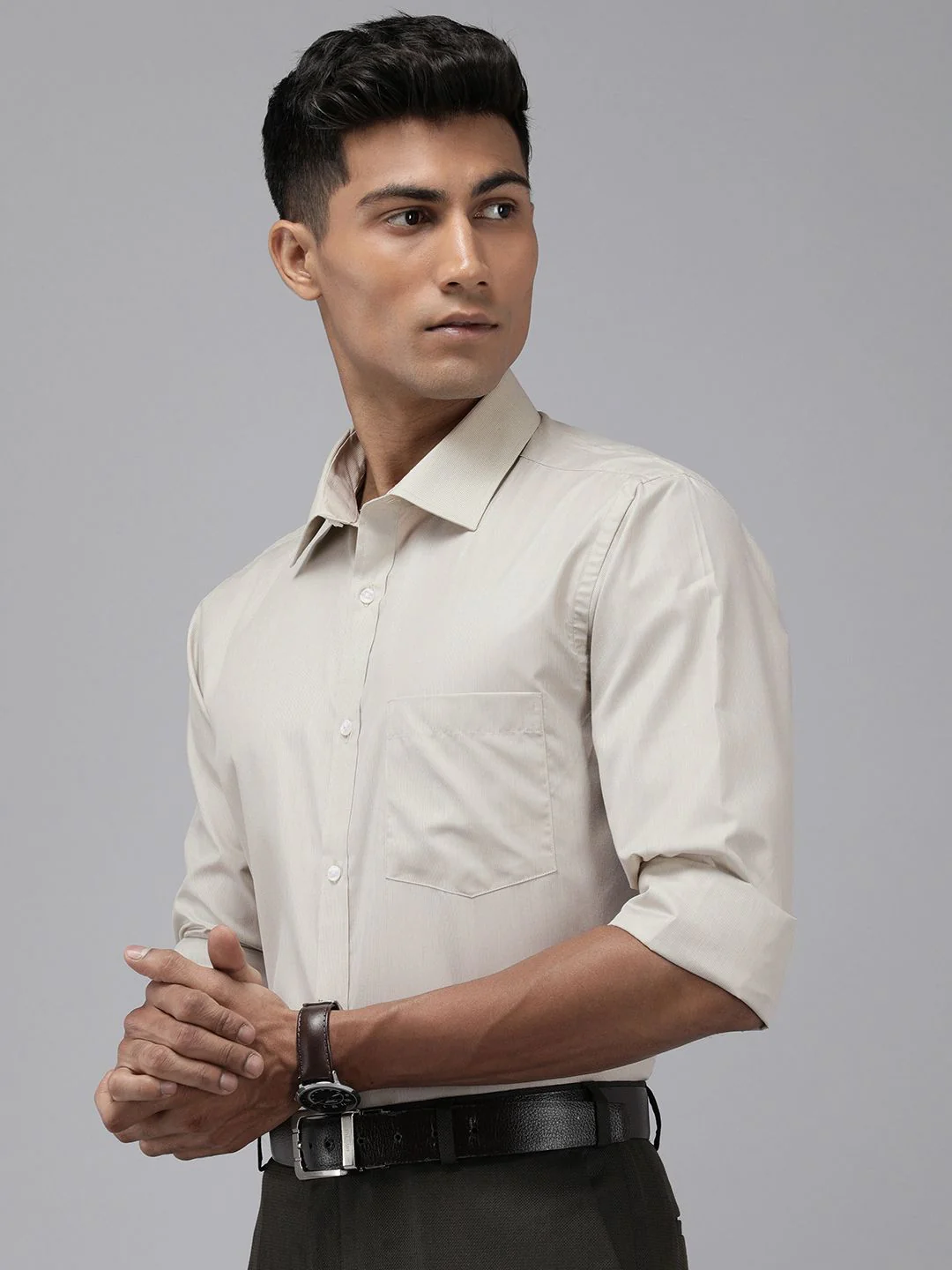 Park Avenue Self Design Slim Fit Opaque Formal Shirt - Image 5