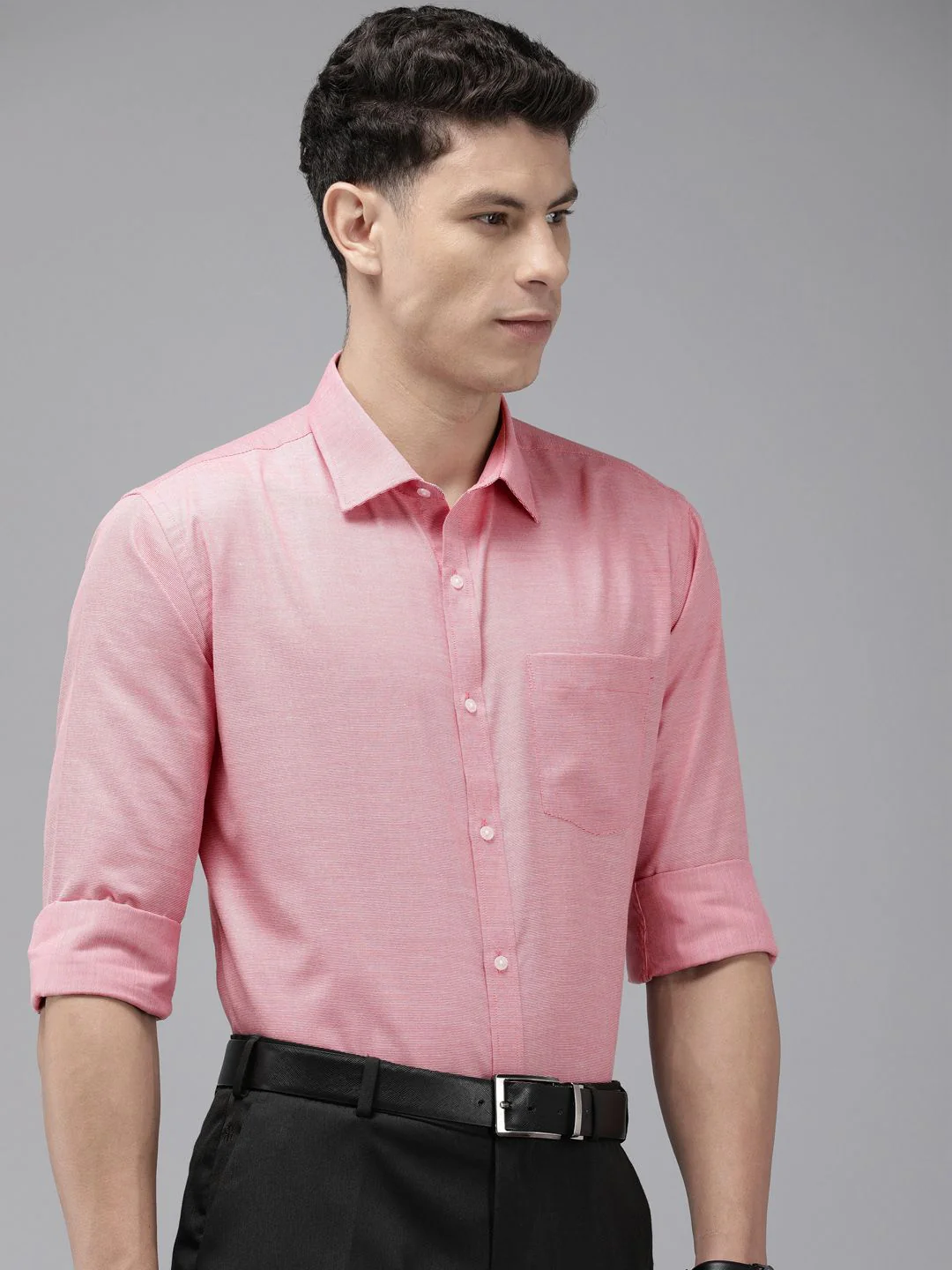 Park Avenue Self Design Slim Fit Textured Formal Shirt