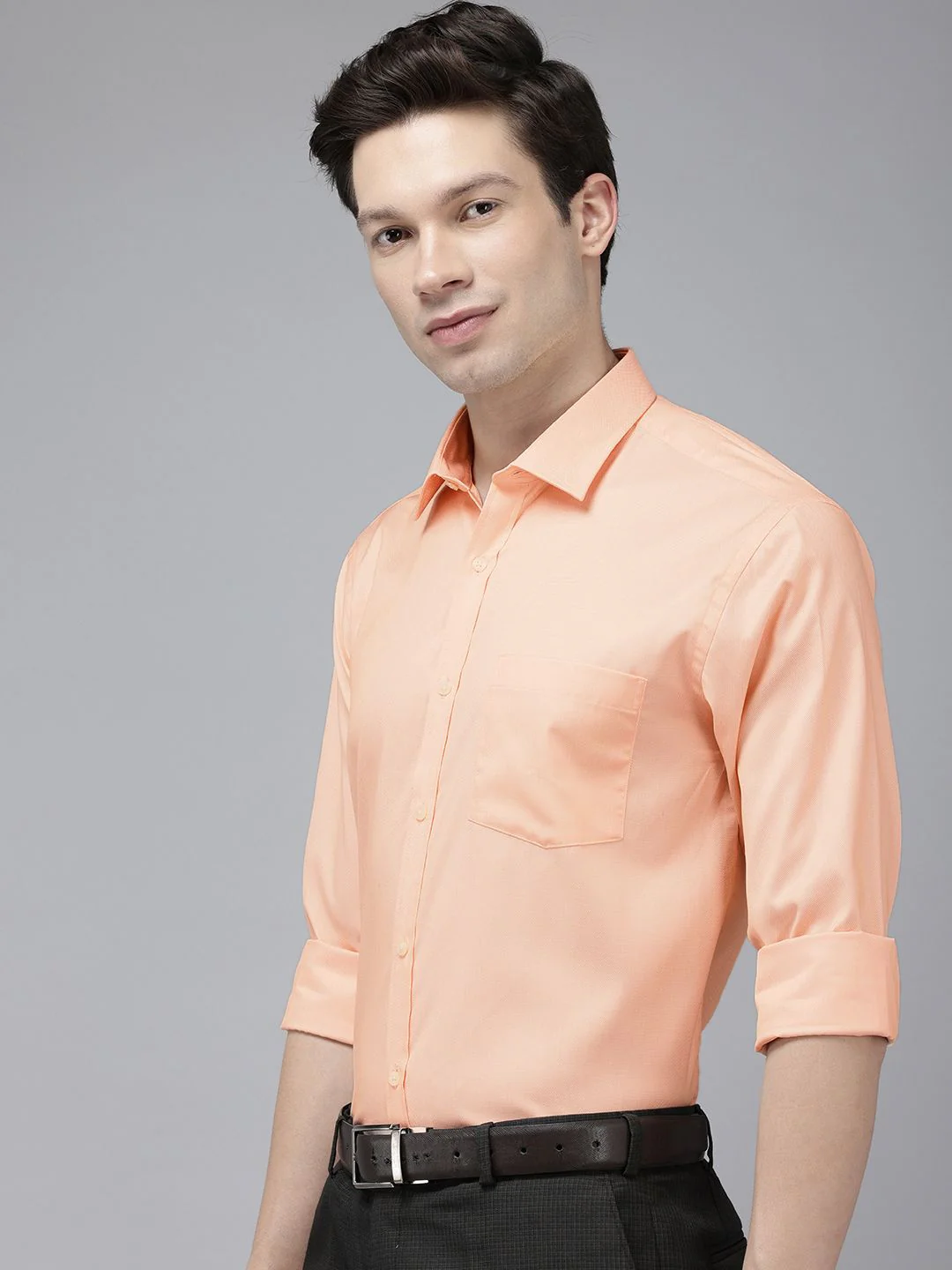 Park Avenue Self Design Slim Fit Textured Formal Shirt - Image 5