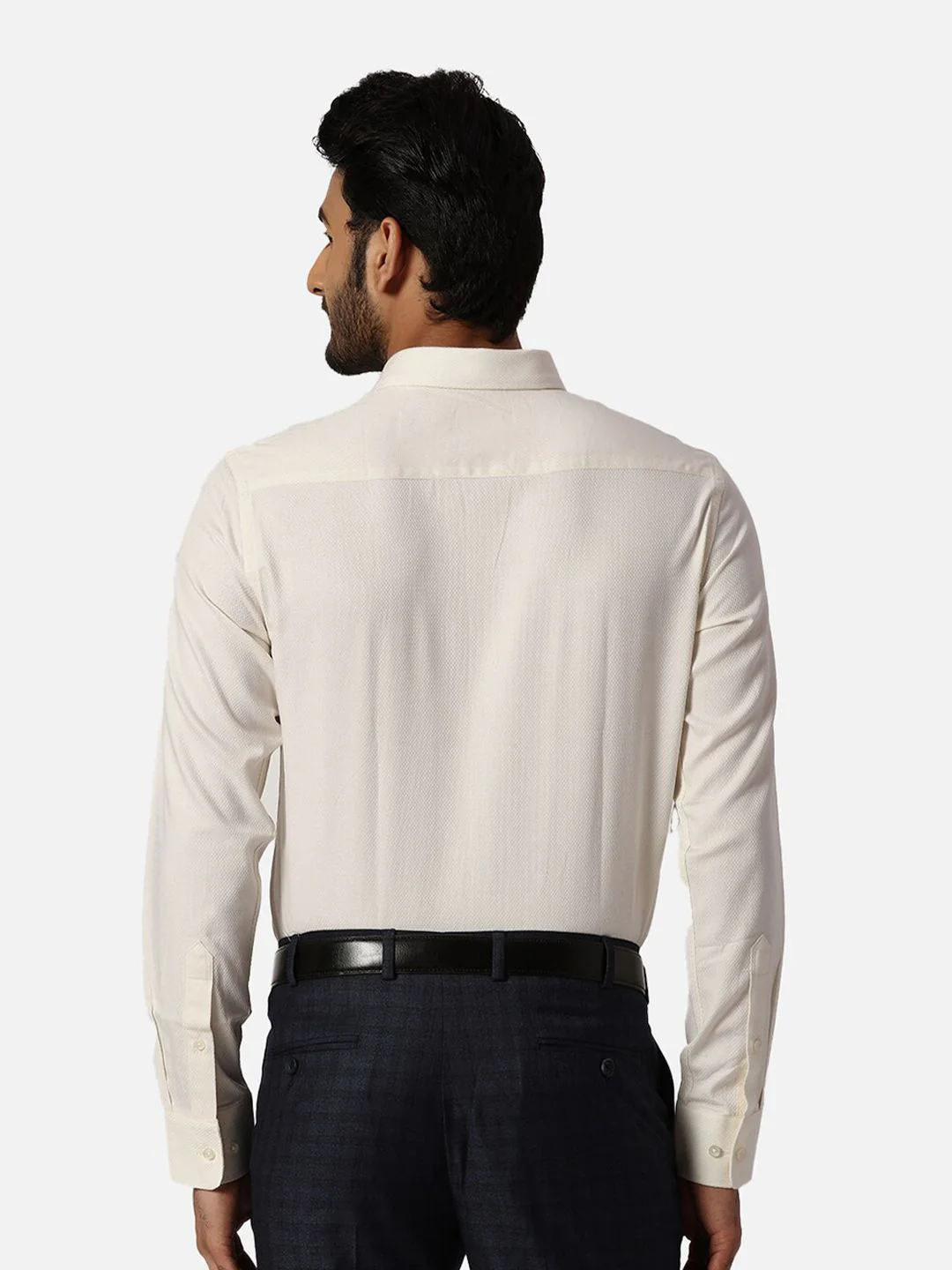 Park Avenue Self Design Spread Collar Slim Fit Cotton Formal Shirt - Image 4