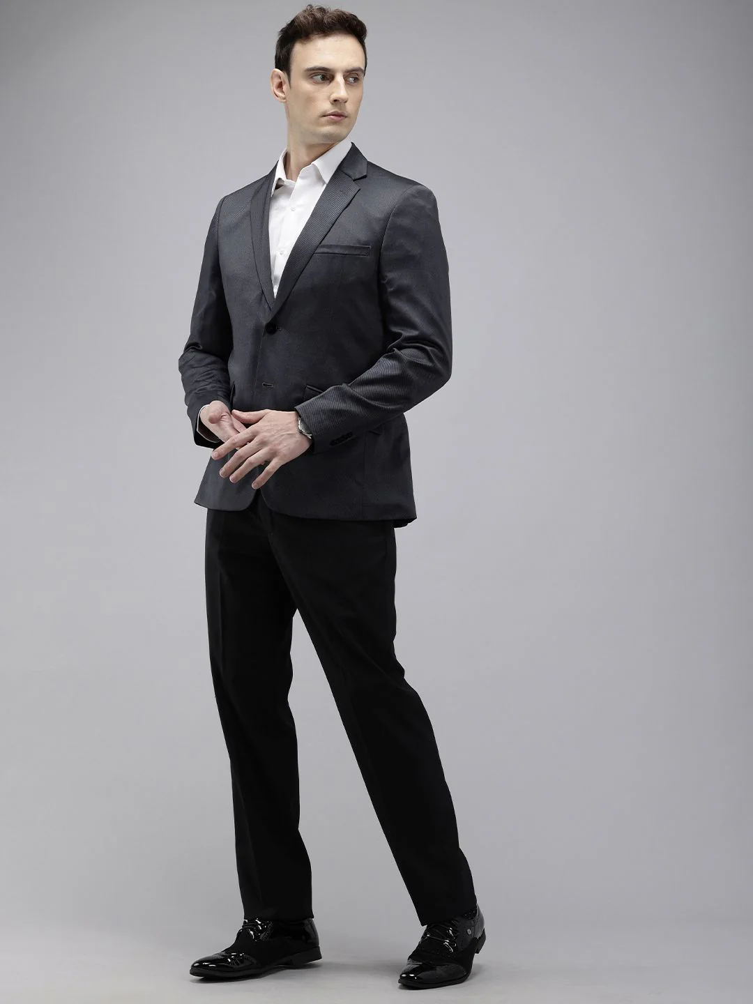 Park Avenue Self Design Textured Blazer With Trouser Party Suits - Image 5