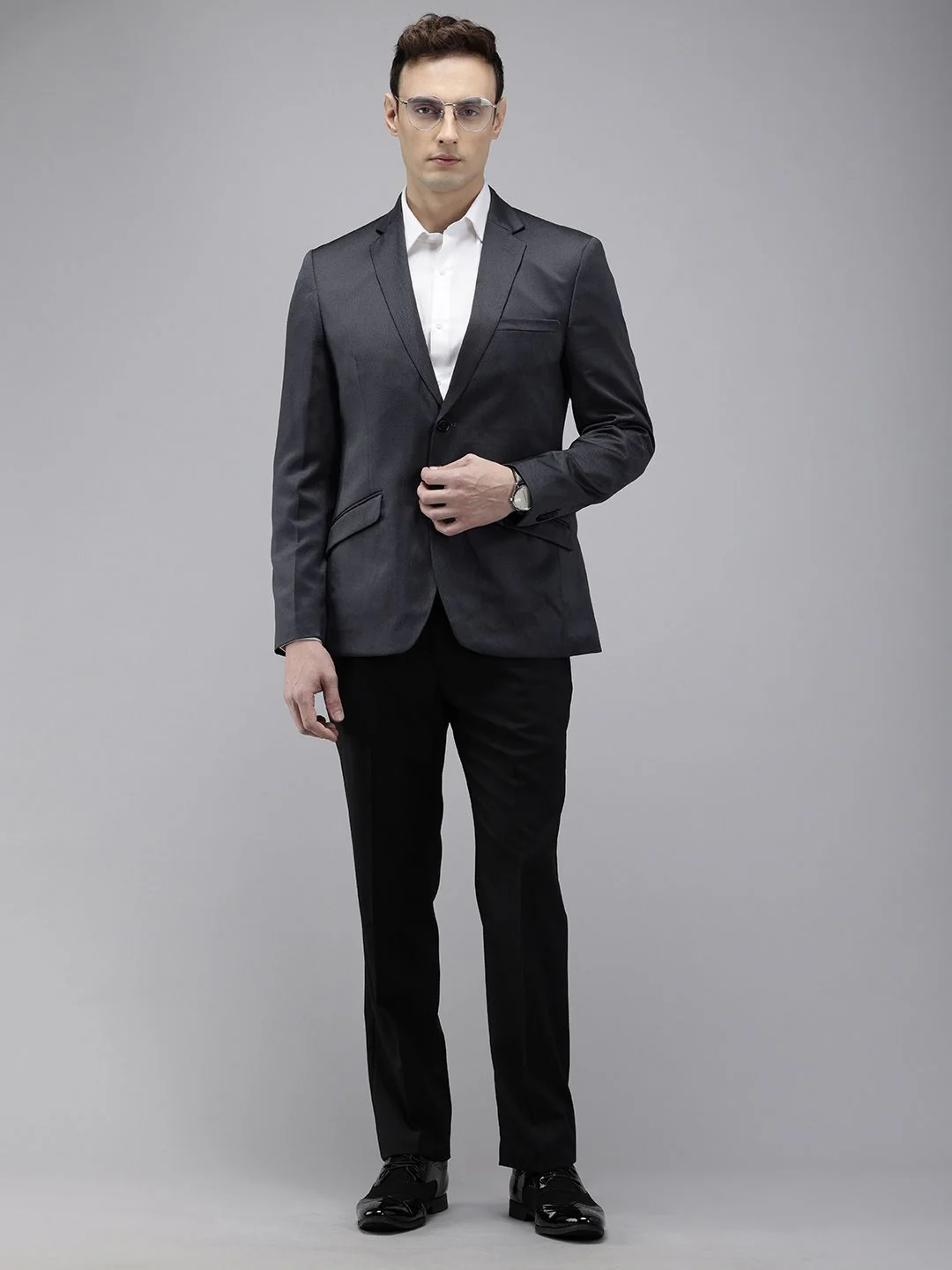 Park Avenue Self Design Textured Blazer With Trouser Party Suits - Image 6
