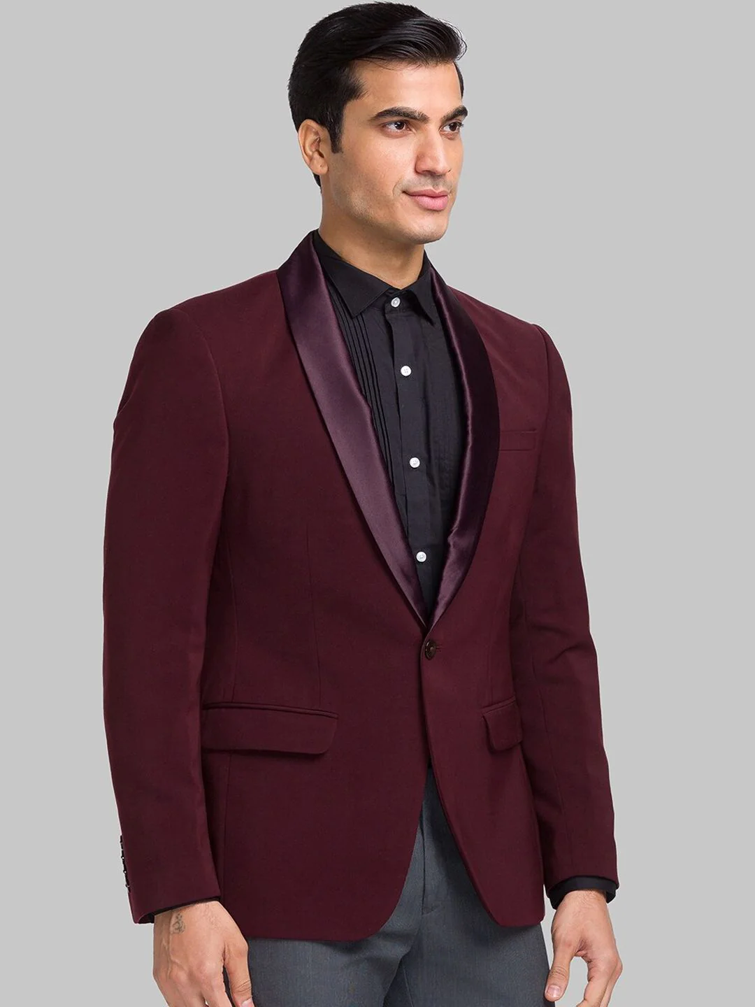 Park Avenue Shawl Collar Slim-Fit Single-Breasted Blazer - Image 2