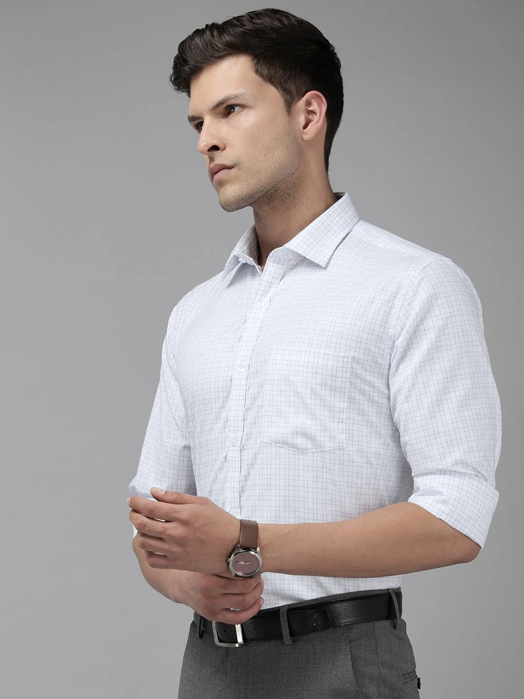 Park Avenue Slim Fit Checked Formal Shirt - Image 5