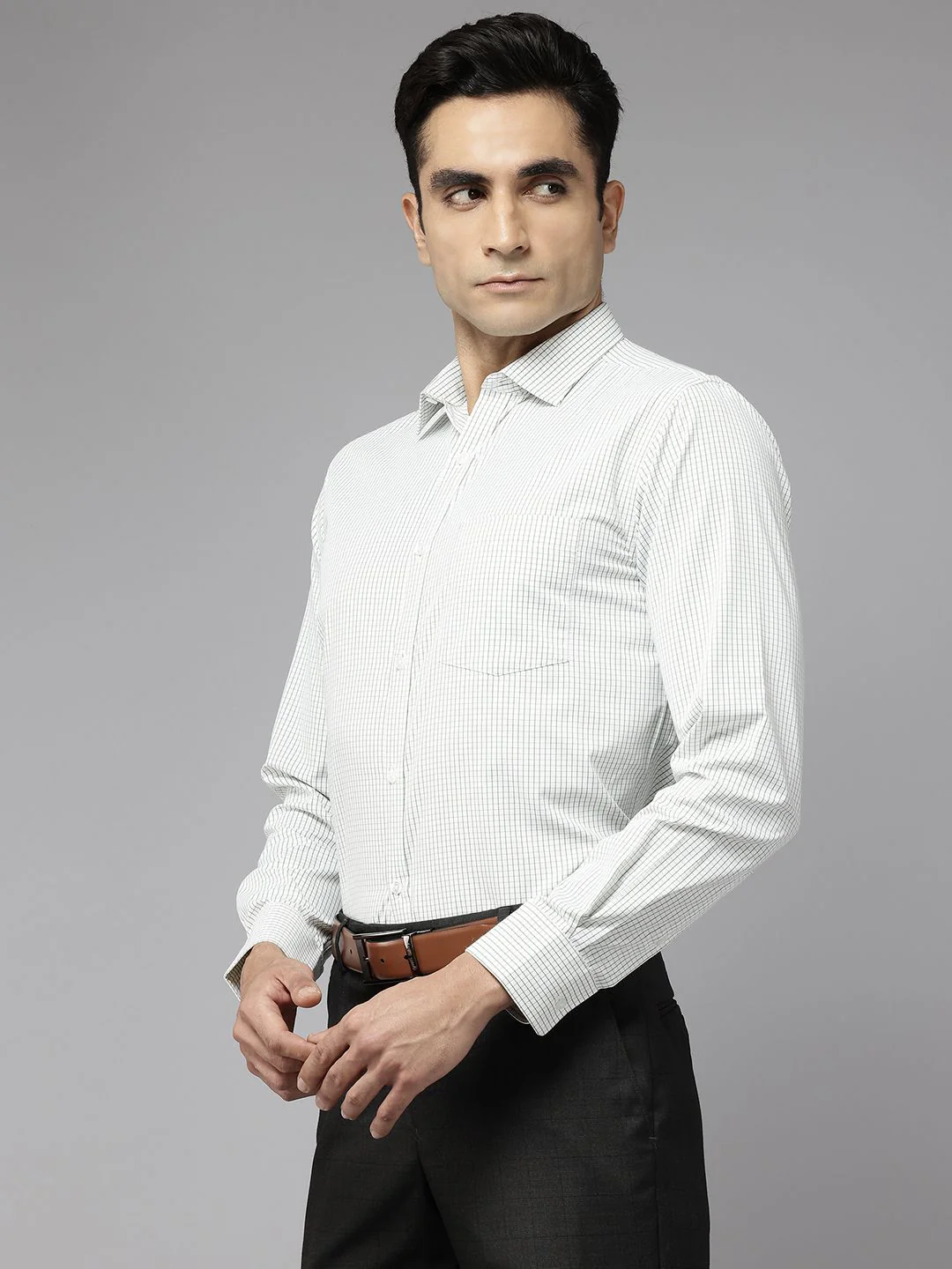 Park Avenue Slim Fit Checked Formal Shirt - Image 5