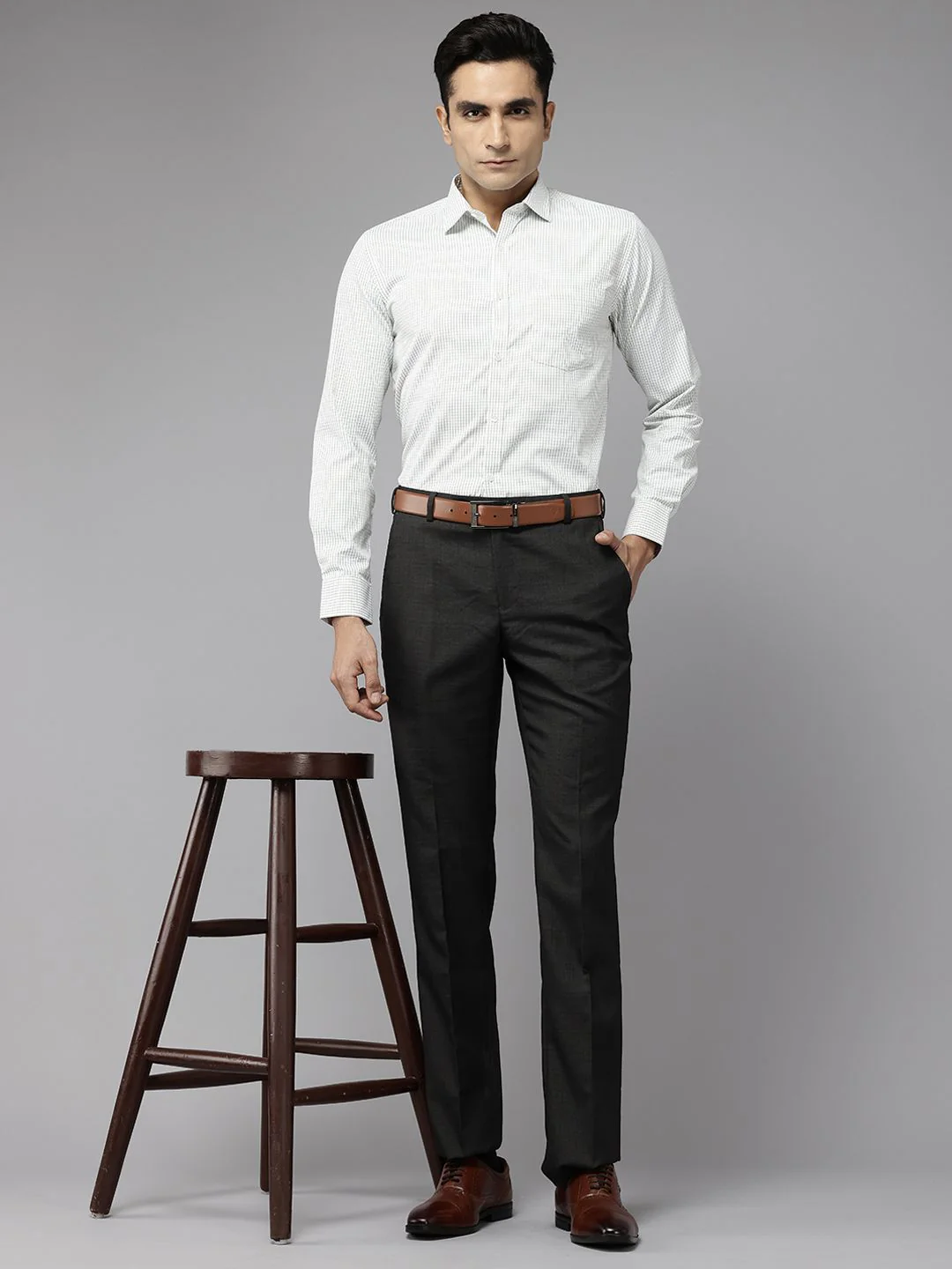 Park Avenue Slim Fit Checked Formal Shirt - Image 6
