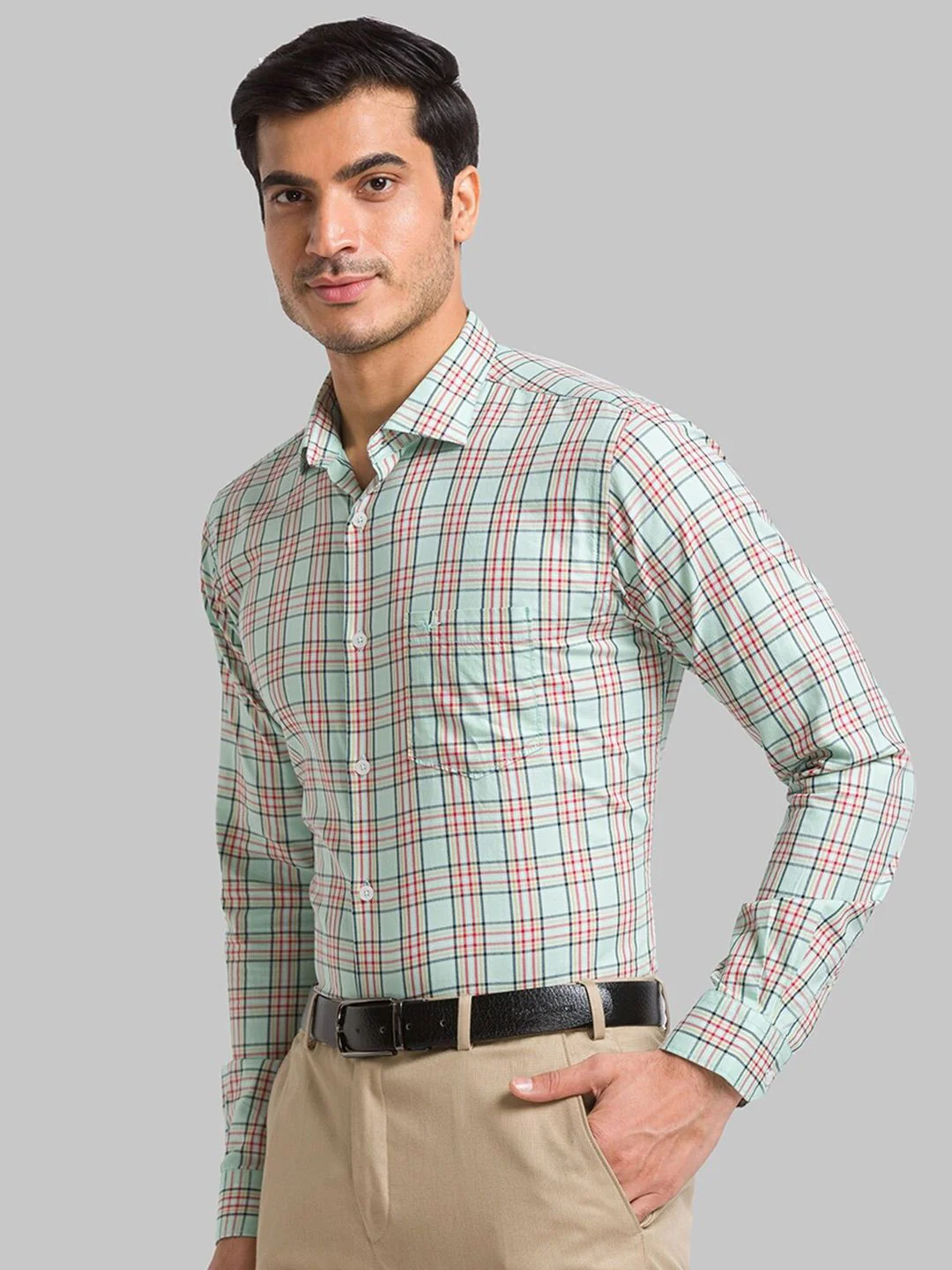 Park Avenue Slim Fit Checked Pure Cotton Formal Shirt - Image 5