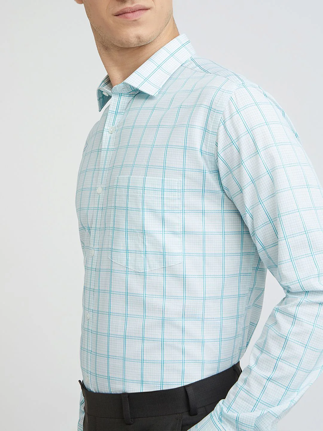 Park Avenue Slim Fit Checked Pure Cotton Formal Shirt - Image 2