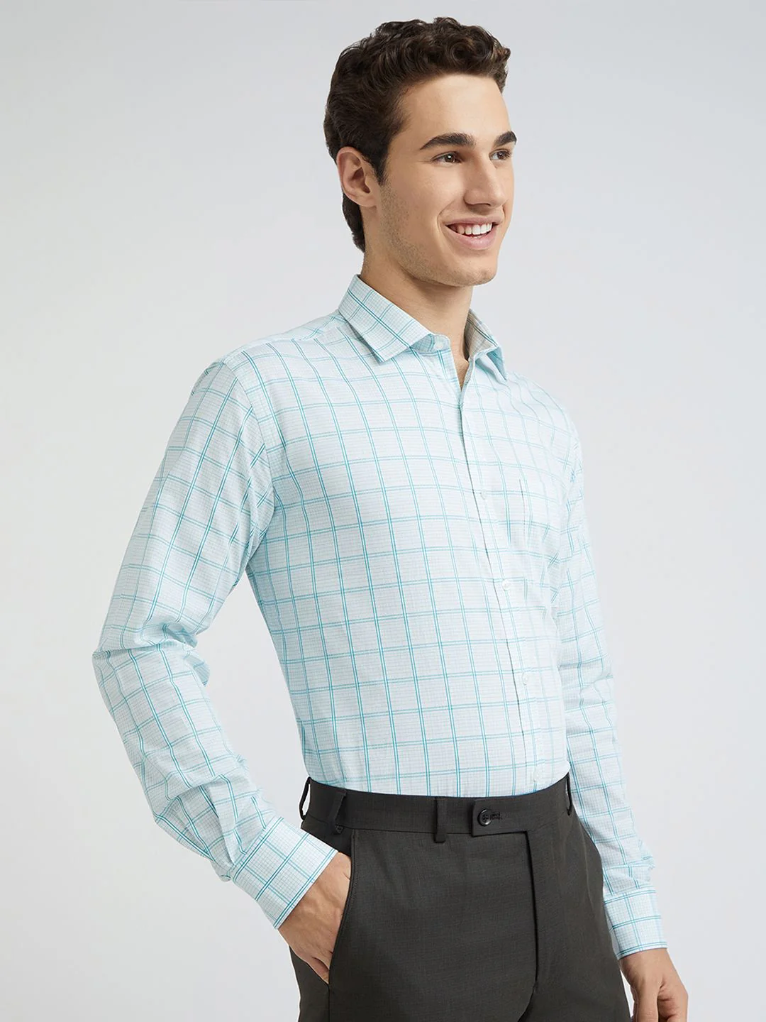 Park Avenue Slim Fit Checked Pure Cotton Formal Shirt - Image 3