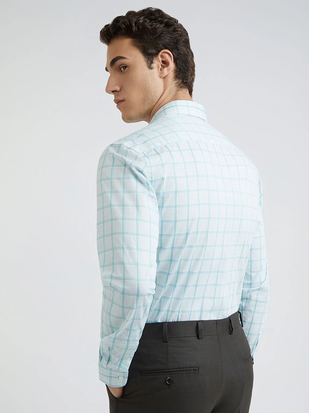 Park Avenue Slim Fit Checked Pure Cotton Formal Shirt - Image 4