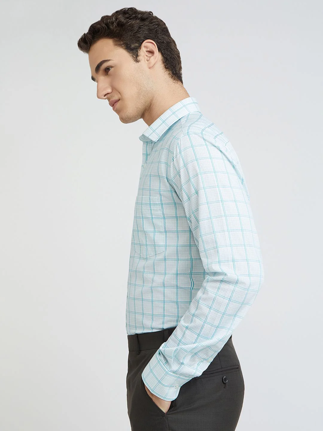 Park Avenue Slim Fit Checked Pure Cotton Formal Shirt - Image 5