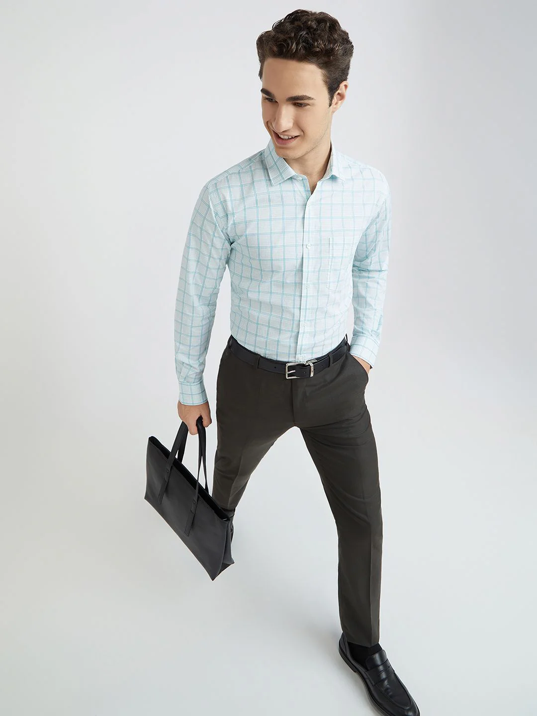 Park Avenue Slim Fit Checked Pure Cotton Formal Shirt - Image 6