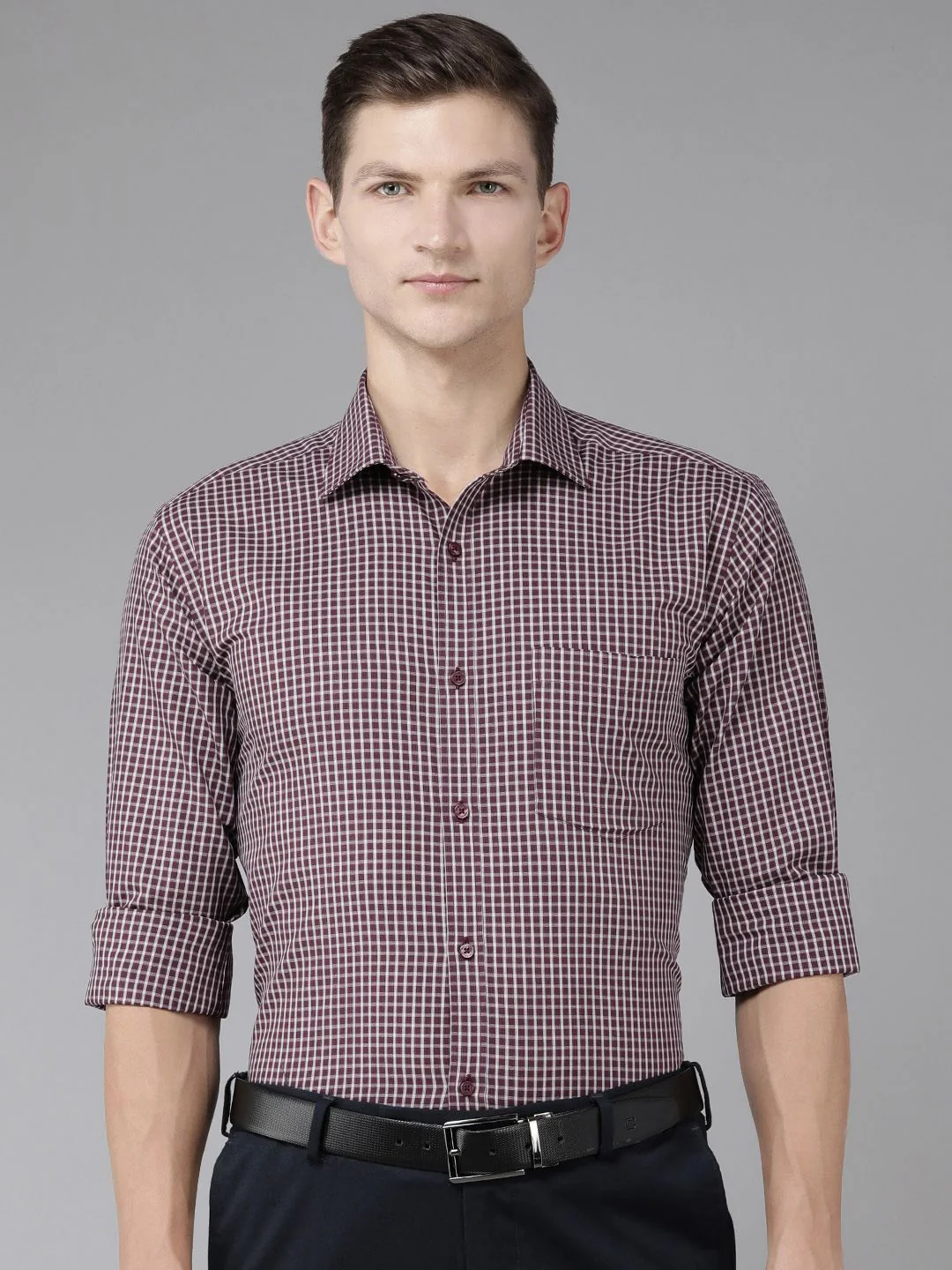 Park Avenue Slim Fit Checked Pure Cotton Formal Shirt - Image 5