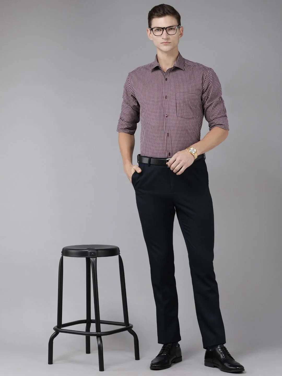 Park Avenue Slim Fit Checked Pure Cotton Formal Shirt - Image 7