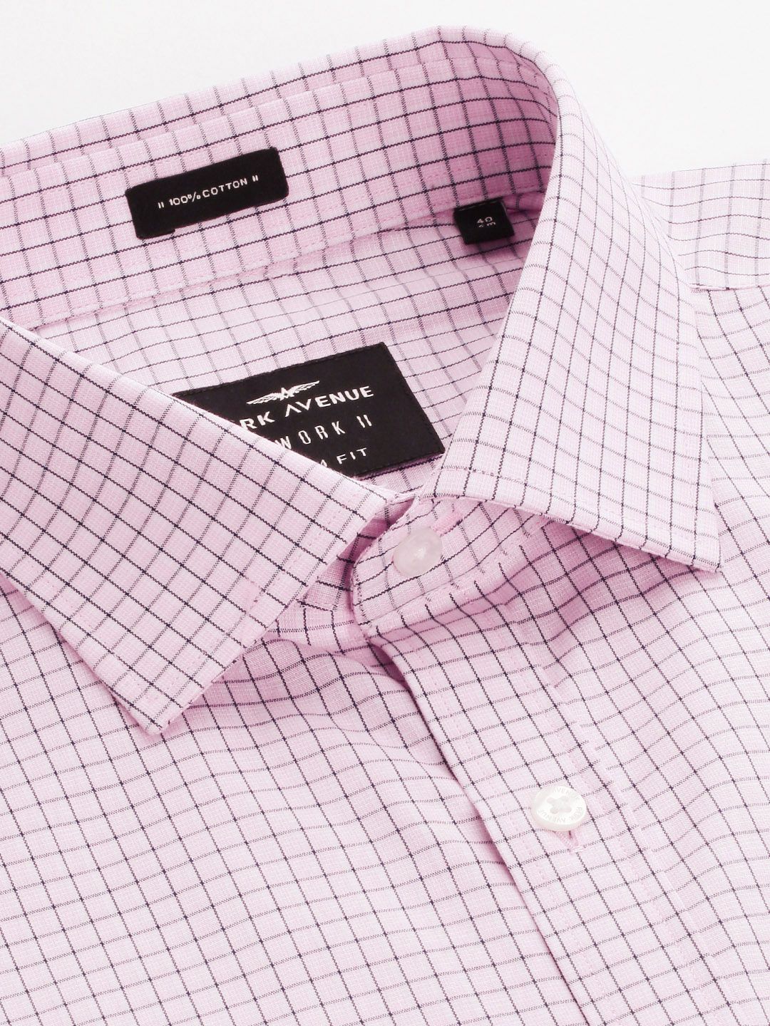 Park Avenue Slim Fit Checked Pure Cotton Formal Shirt - Image 2
