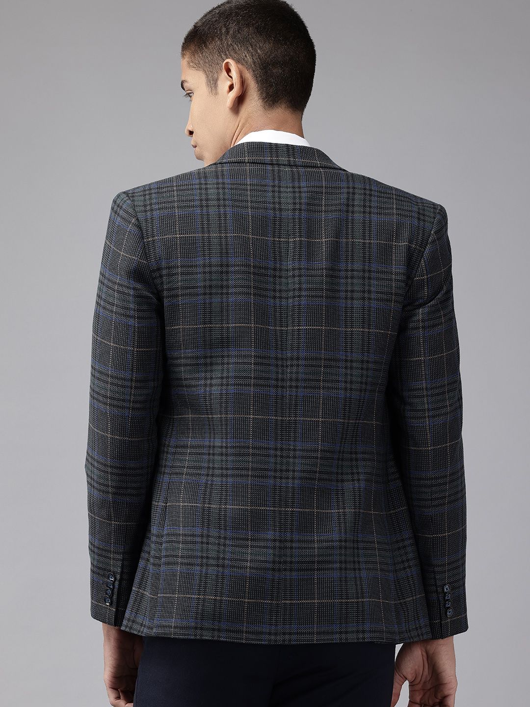 Park Avenue Slim Fit Checked Single-Breasted Blazers - Image 5