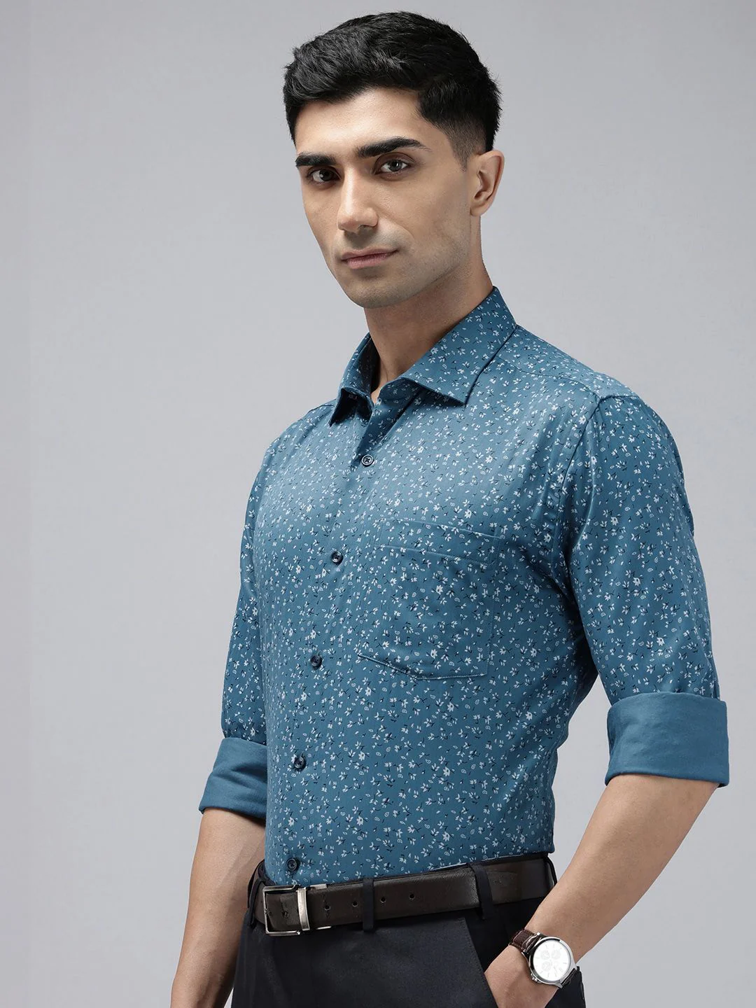 Park Avenue Slim Fit Floral Printed Formal Shirt - Image 5