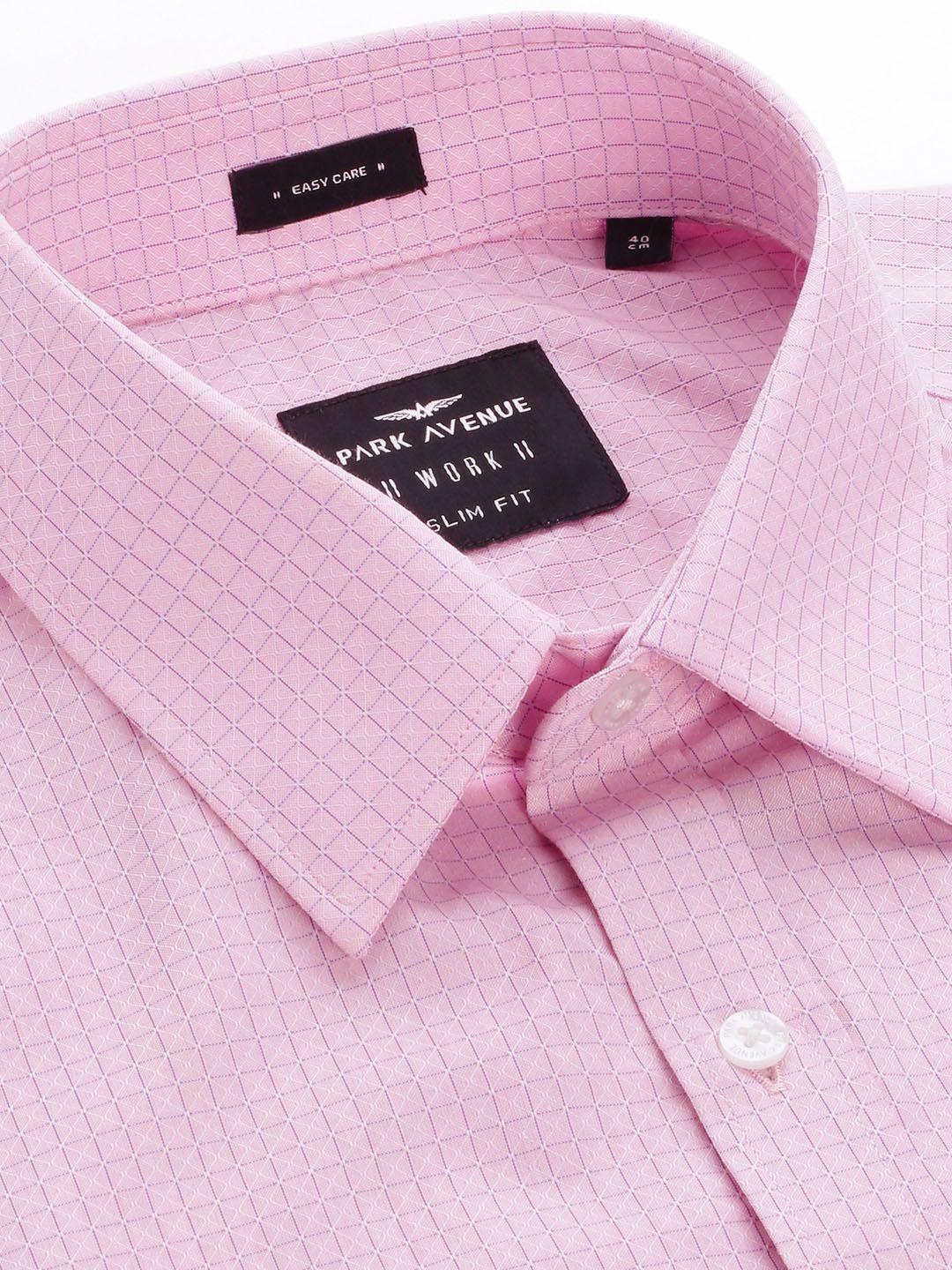 Park Avenue Slim Fit Grid Tattersall Checks & Self Design Opaque Formal Shirt With Pocket - Image 2