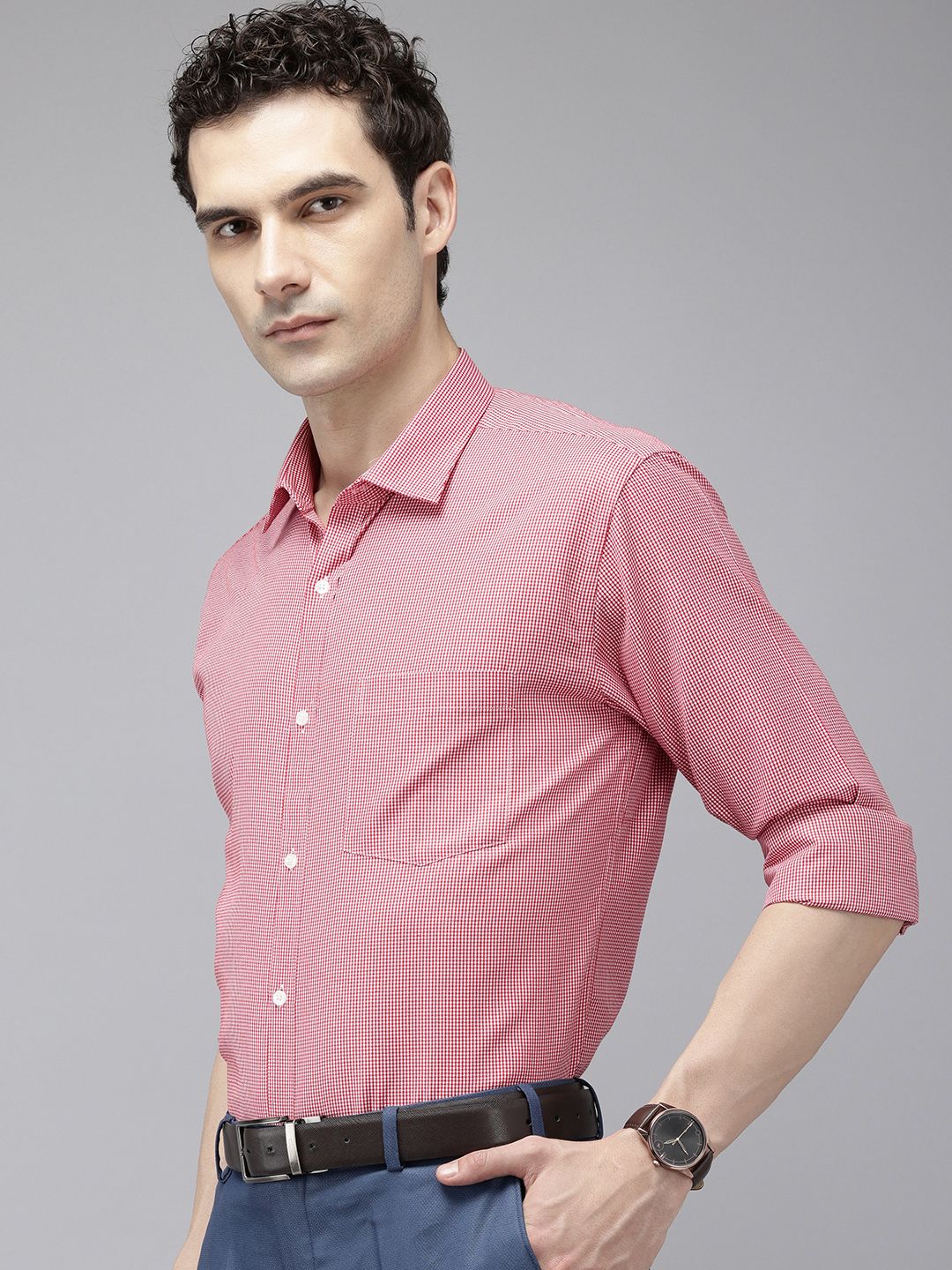 Park Avenue Slim Fit Micro Checked Formal Shirt - Image 5