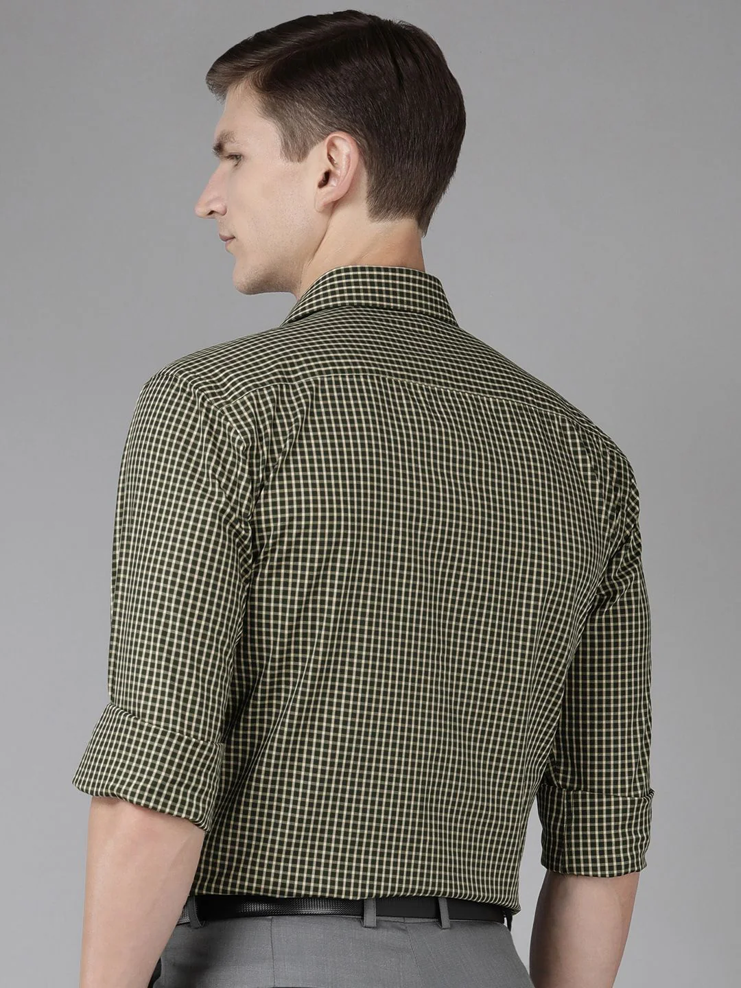 Park Avenue Slim Fit Micro Checked Pure Cotton Formal Shirt - Image 6