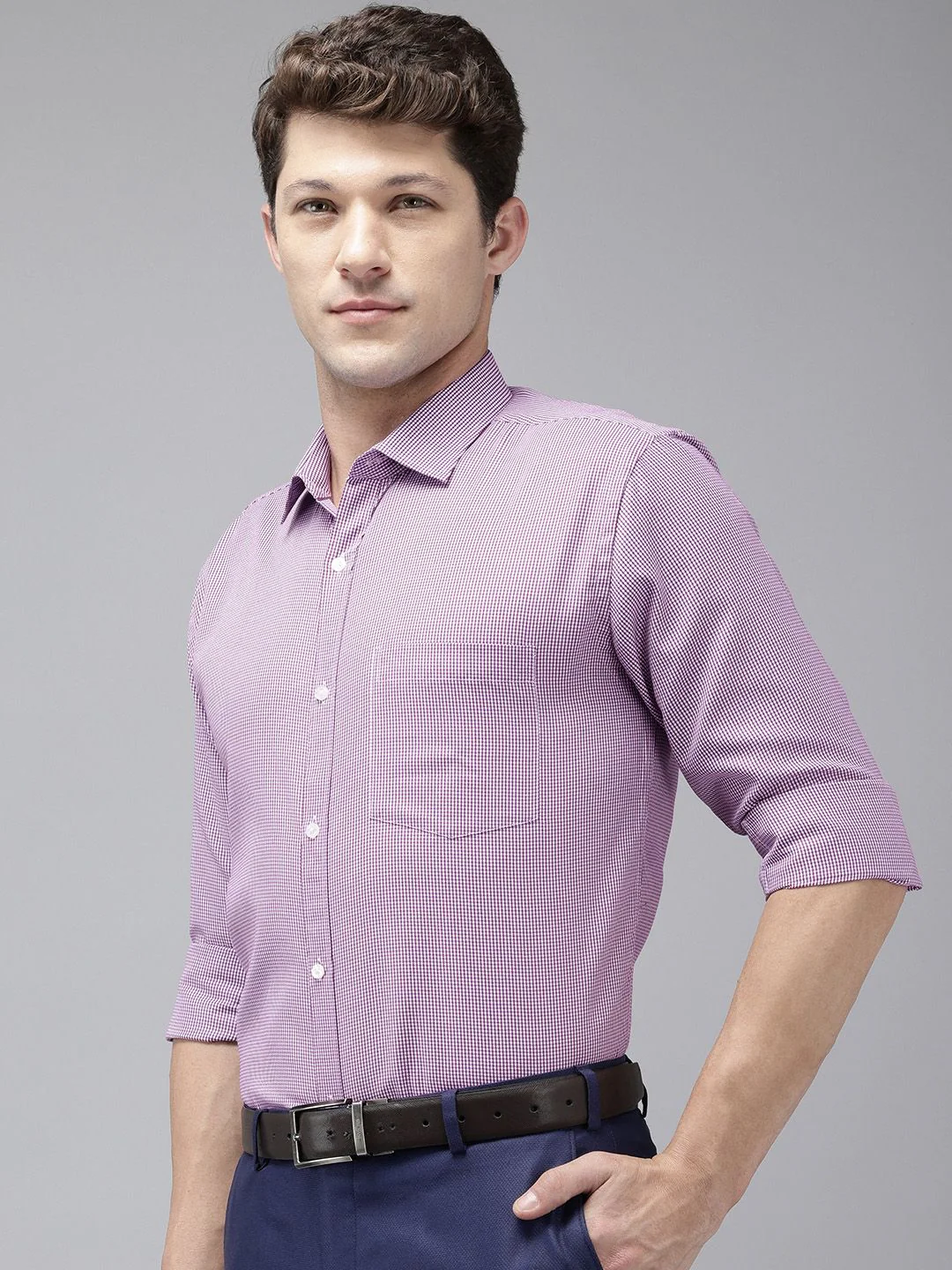 Park Avenue Slim Fit Micro Checks Formal Shirt - Image 5